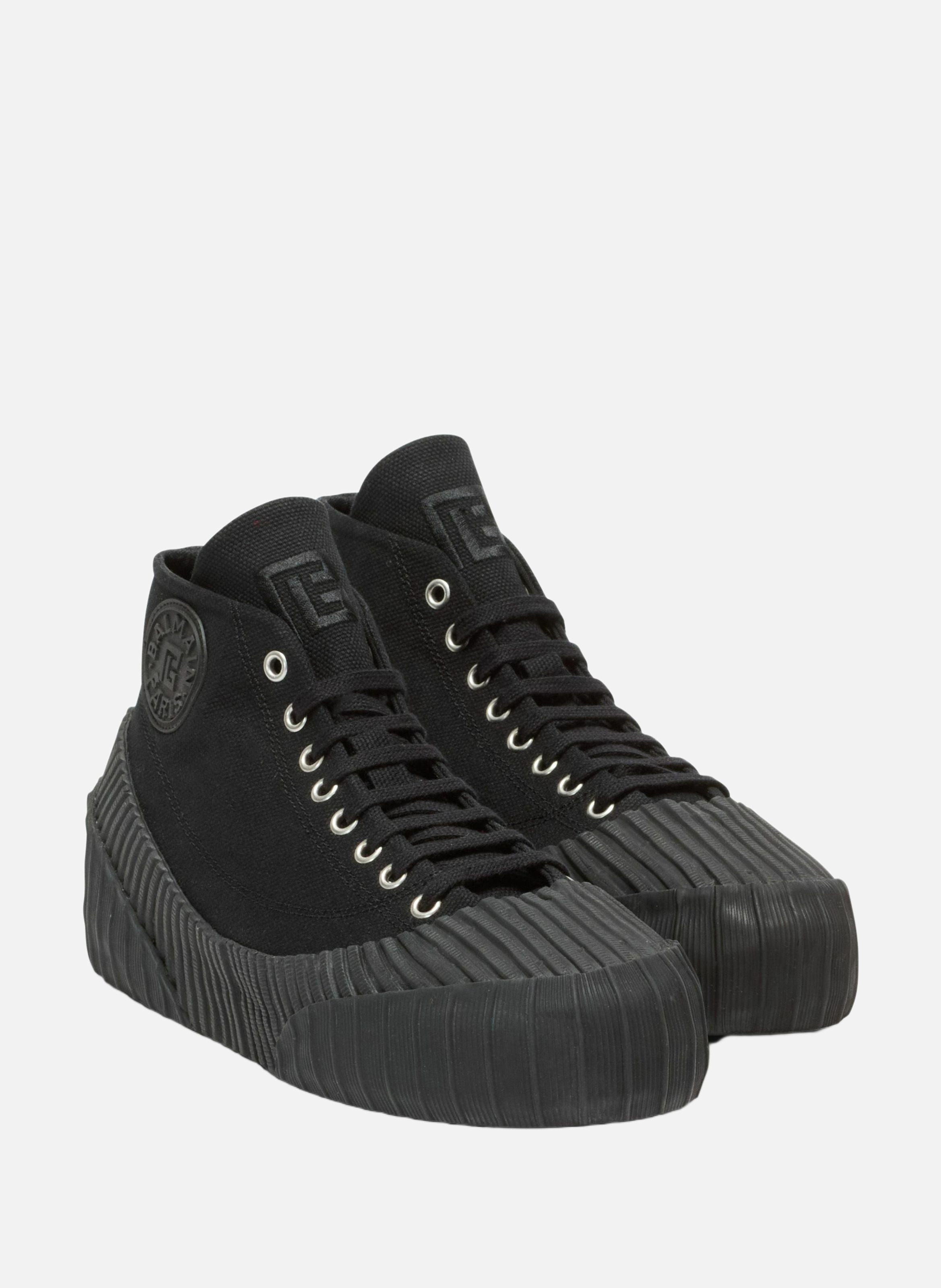 Sneakers riff low en toile BALMAIN Noir