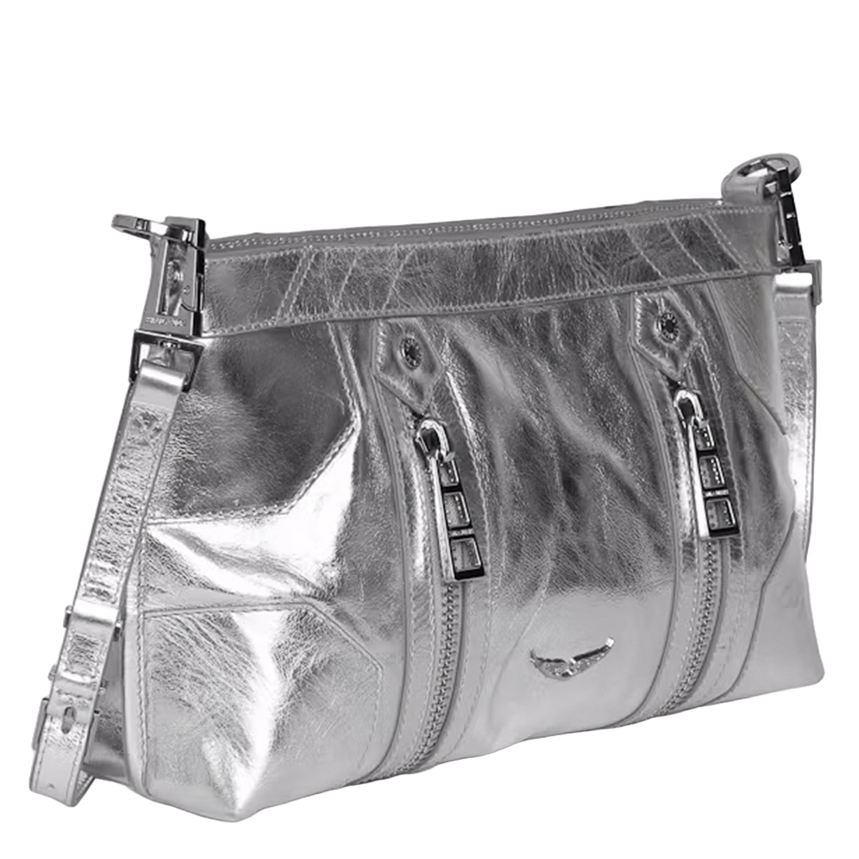 Sac porté épaule en cuir métallisé sunny moody ZADIG&VOLTAIRE Gris