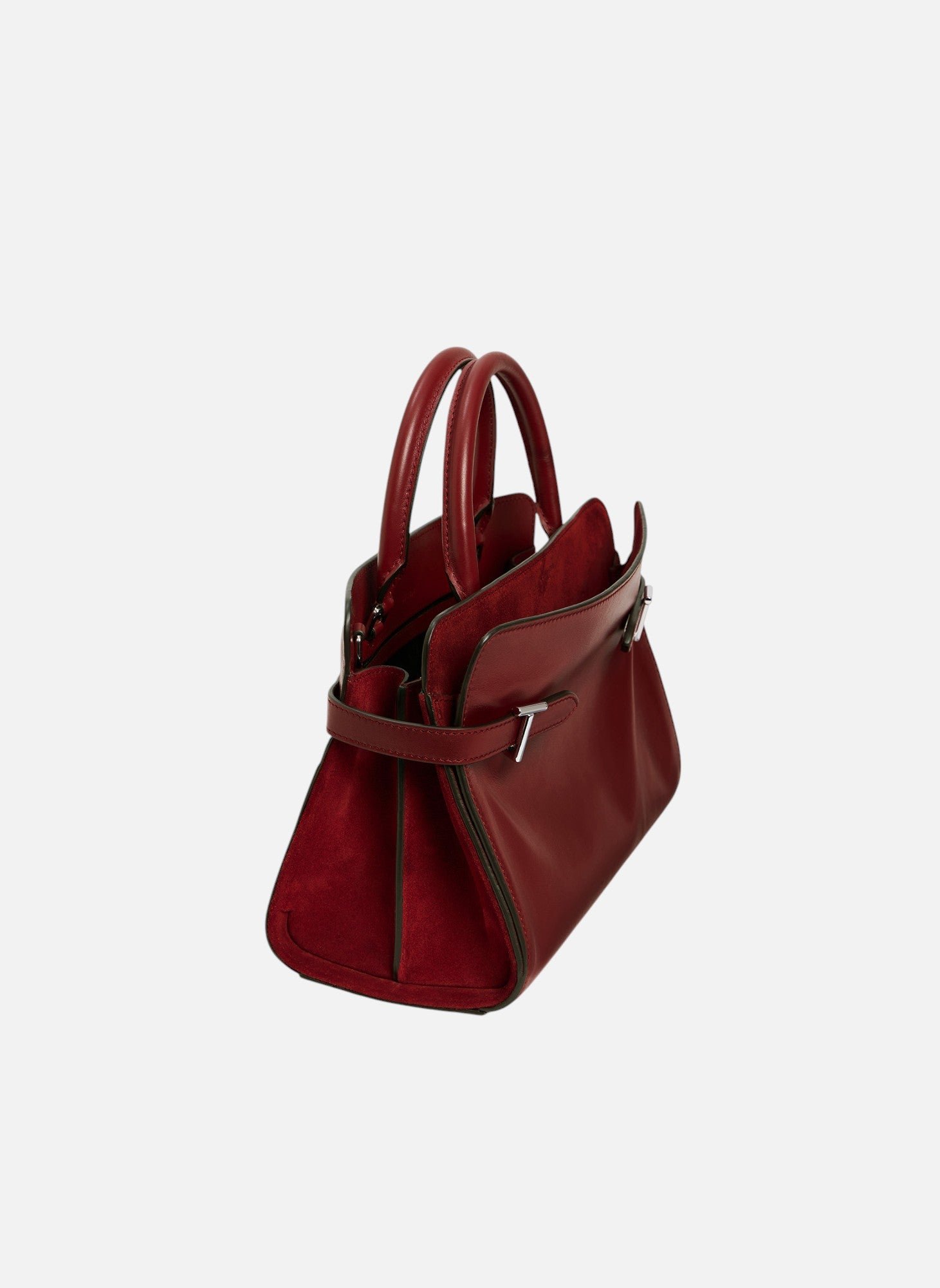 Sac à main moyen modèle emie en cuir lisse et nubuck LE TANNEUR Rouge