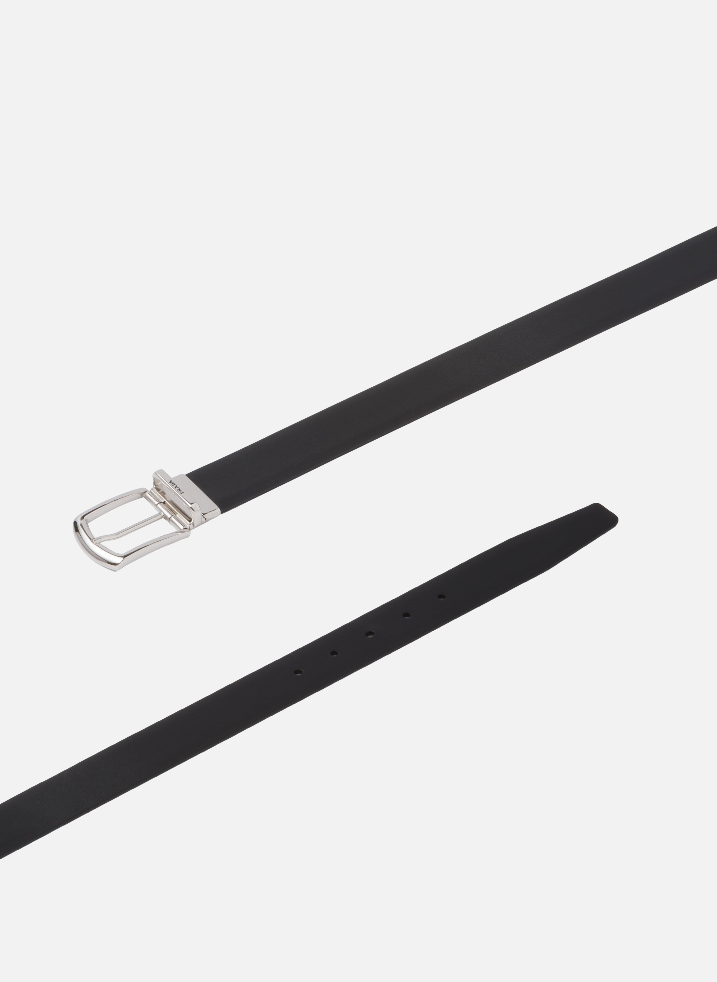 Ceinture réversible en cuir et saffiano PRADA Noir