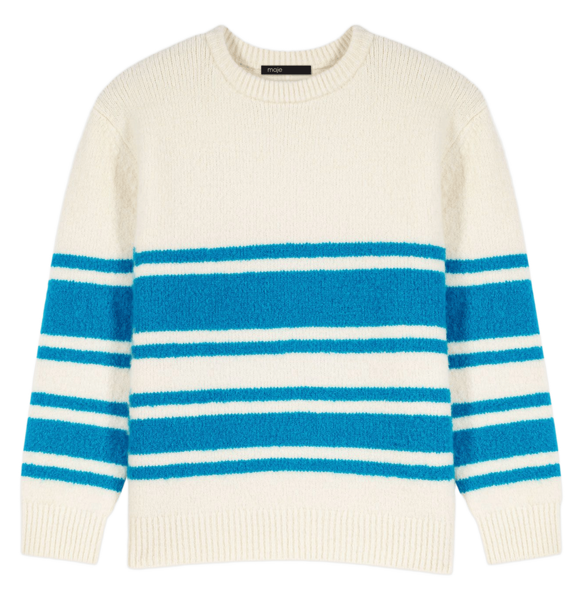 Pull col rond rayures en laine mélangée MAJE Beige