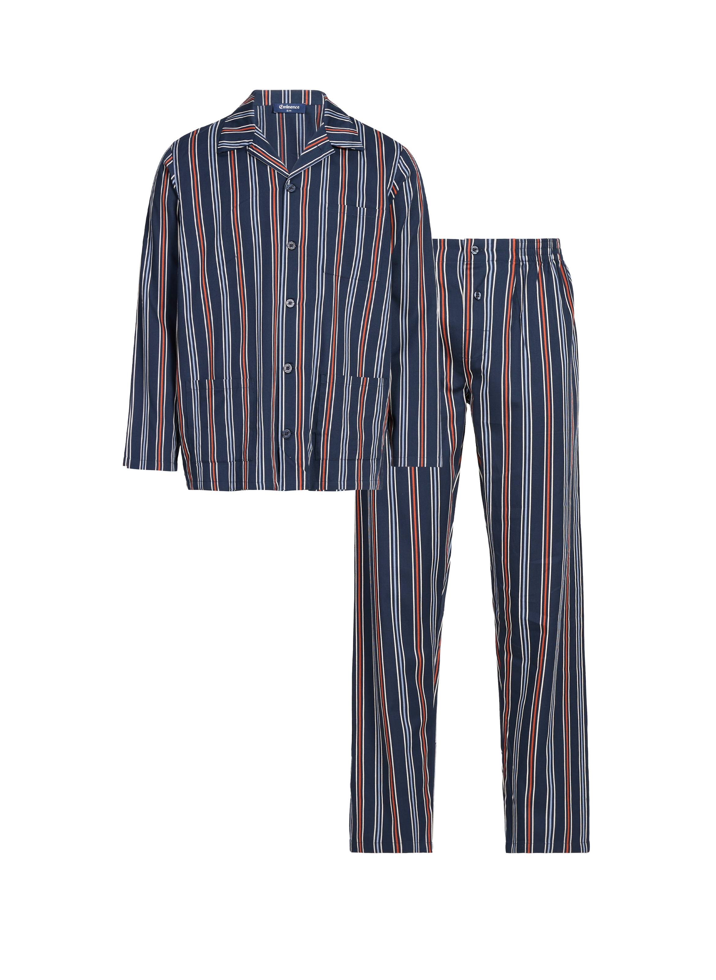 EMINENCE Striped cotton pajama set Blue