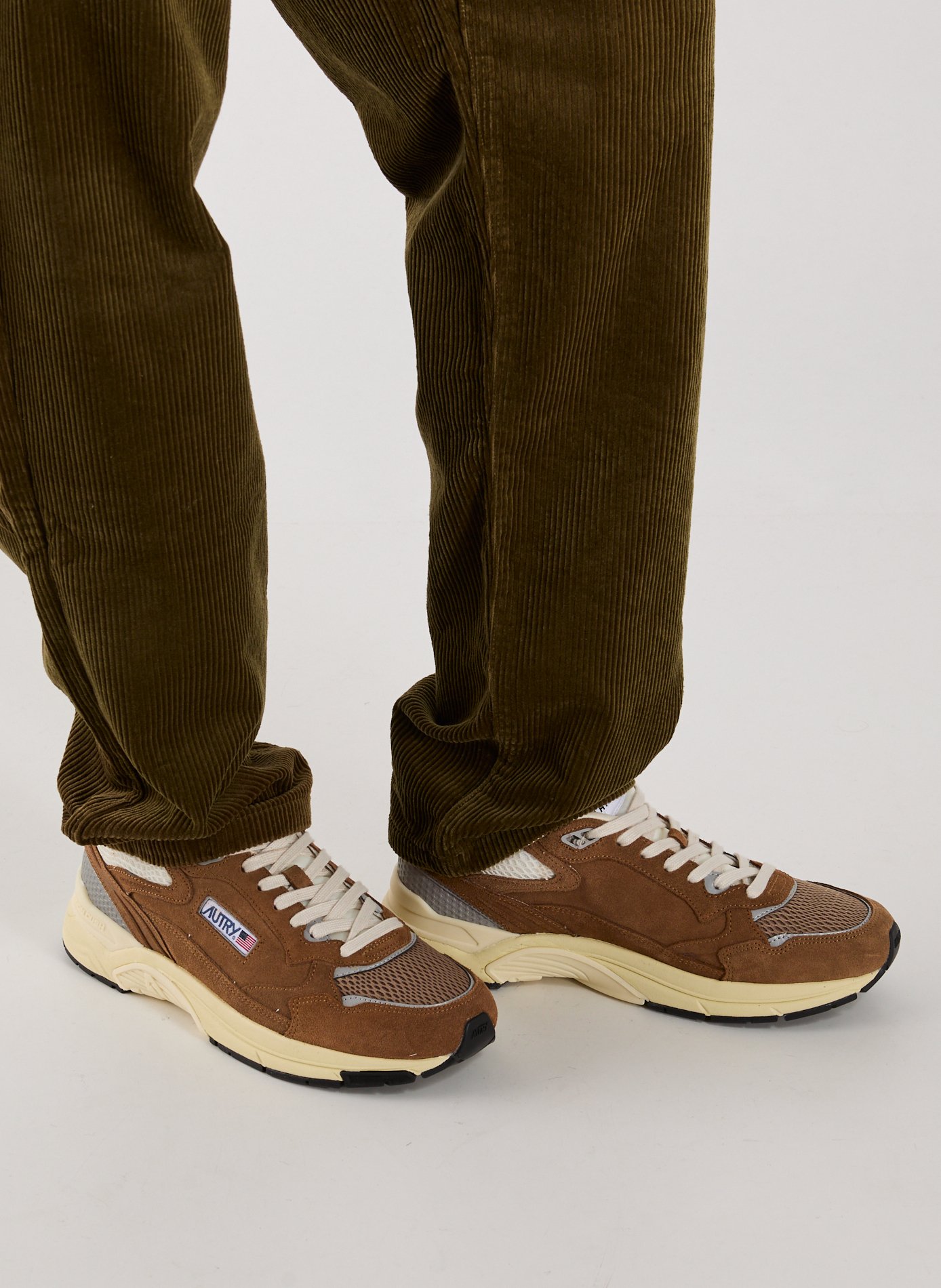 Mixed leather bi-material sneakers AUTRY Brown