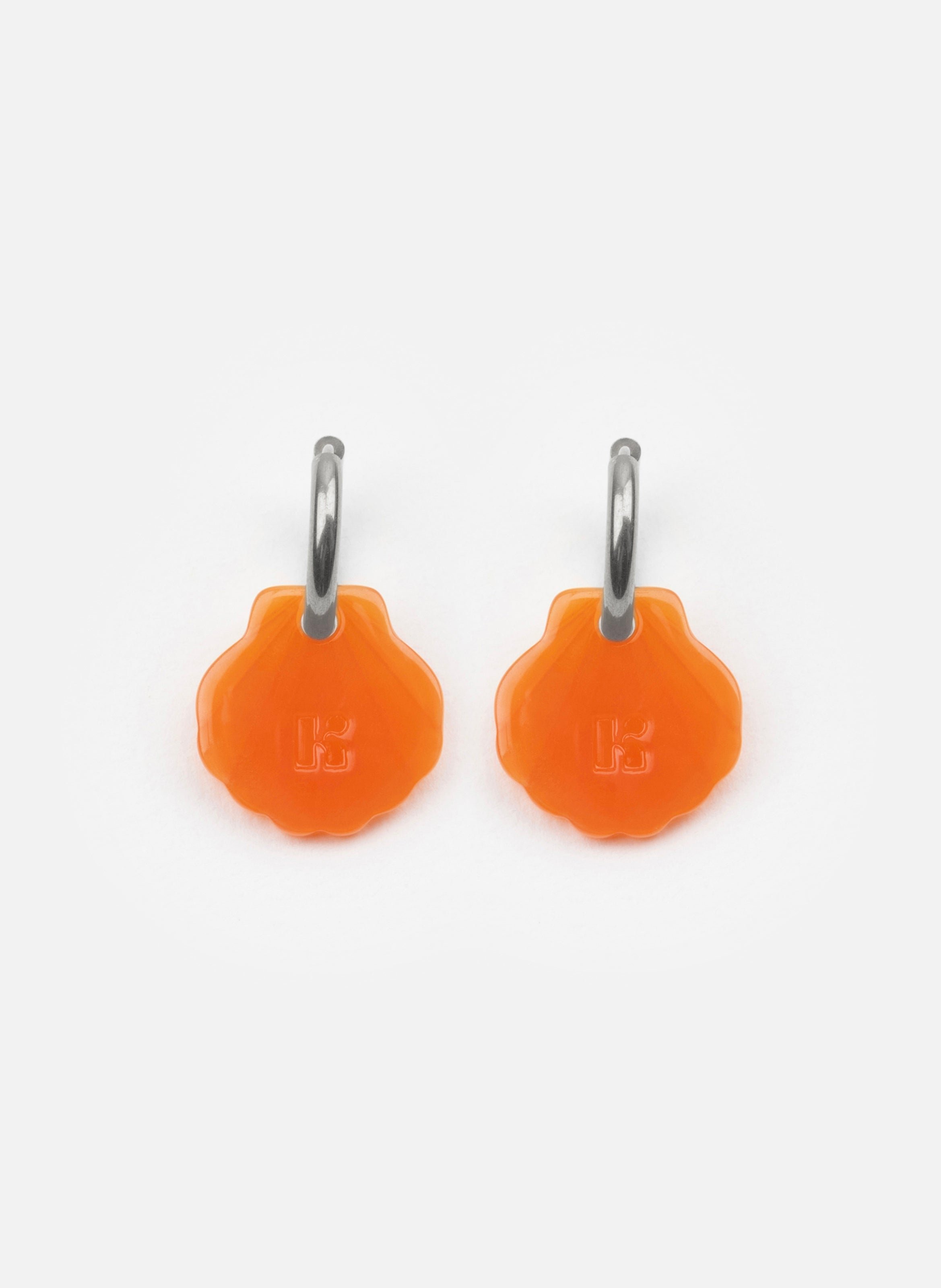 Boucles d'oreilles baby mermaid avec anneaux en acier inoxydable argenté KURAGE GINZA Orange