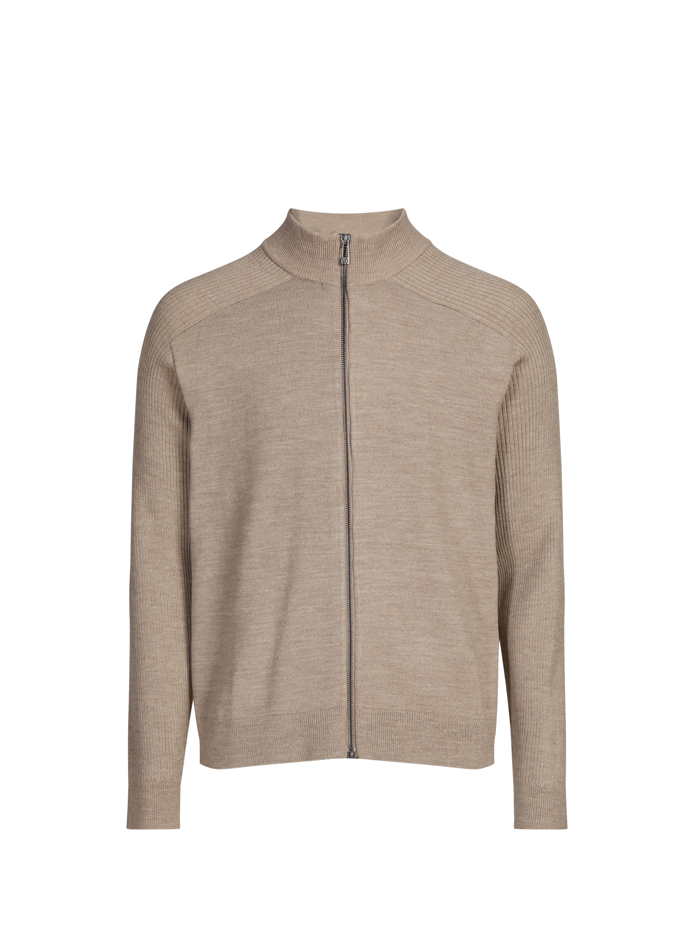 Zip-up high-neck vest in virgin wool and cotton blend ARMANI EXCHANGE Beige