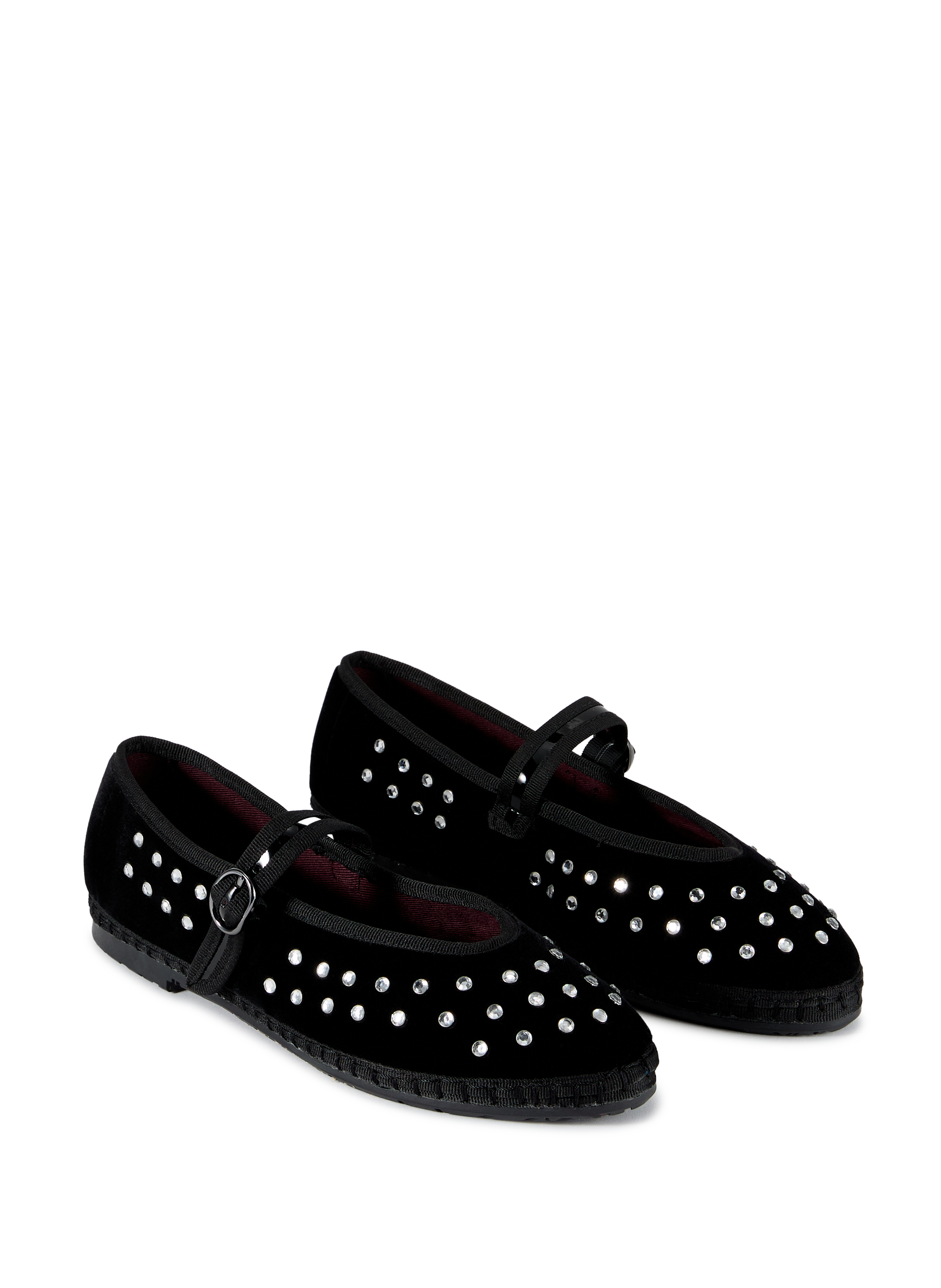 Ballerines à strass en coton mélangé FLABELUS Noir