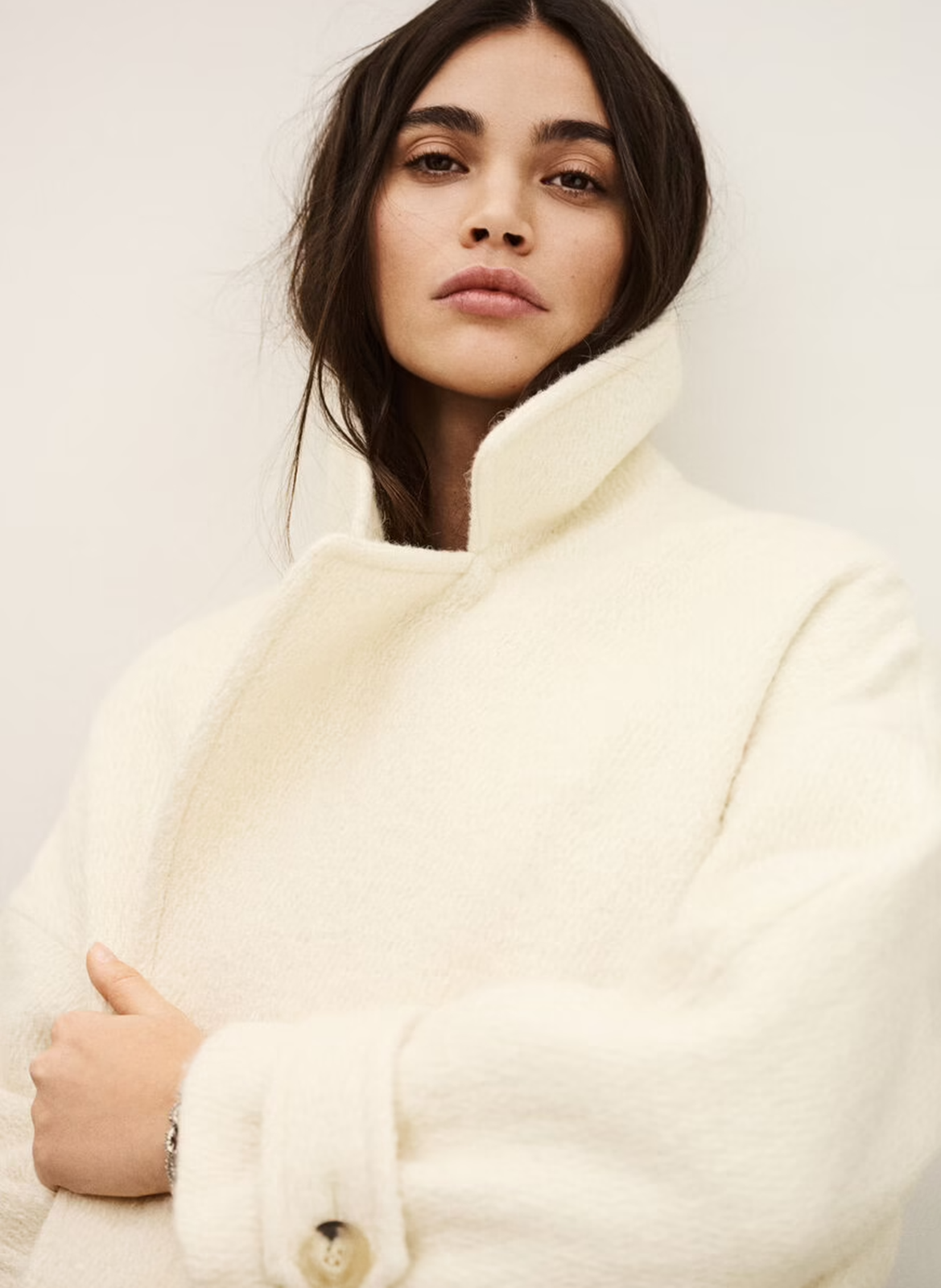 Manteau long oversize en laine mélangée wayla BA&SH Beige