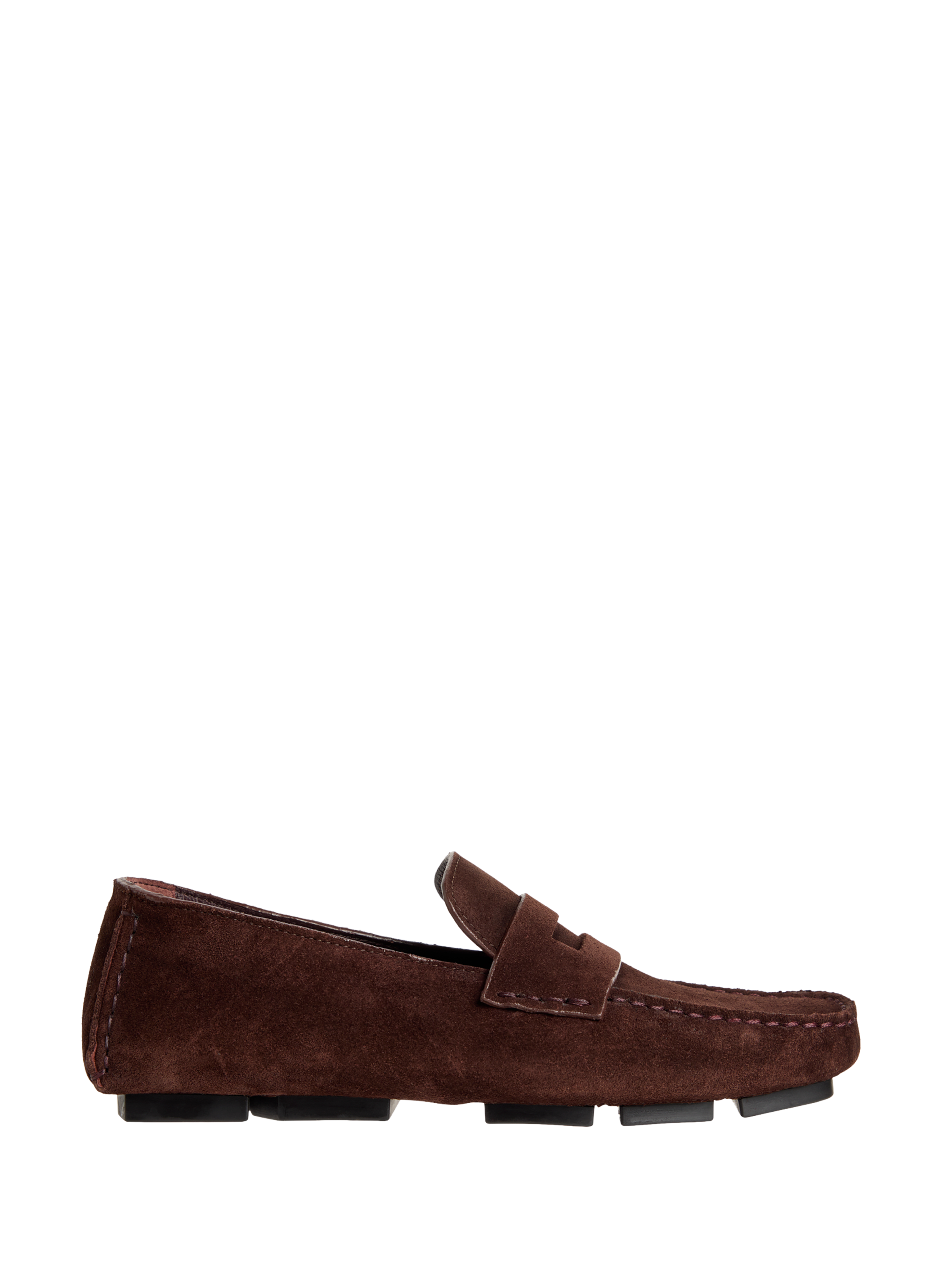 Moccasins with serrated sole in suede leather CALVIN KLEIN Brown