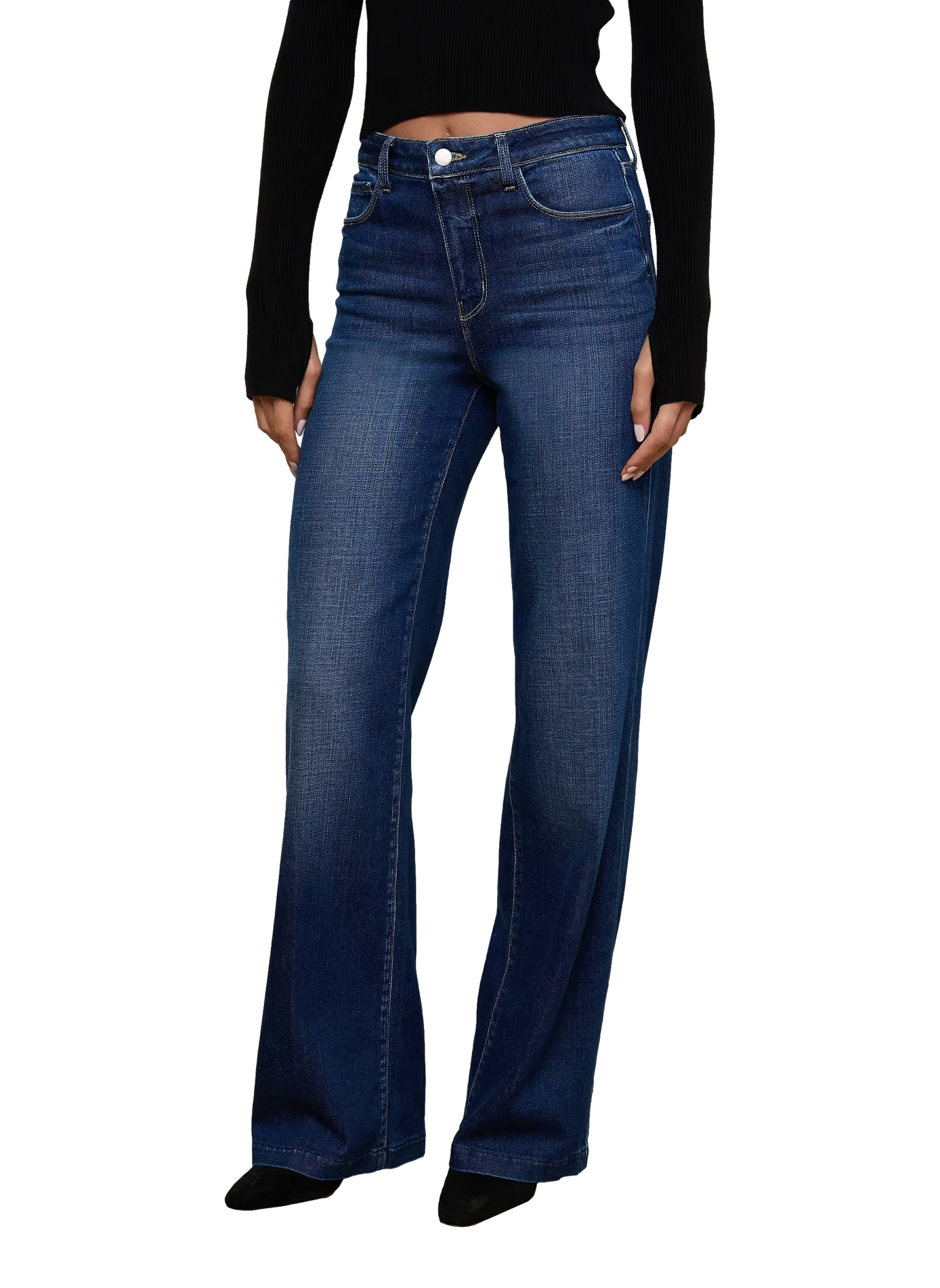 Jean ample en coton mélangé L'AGENCE Bleu