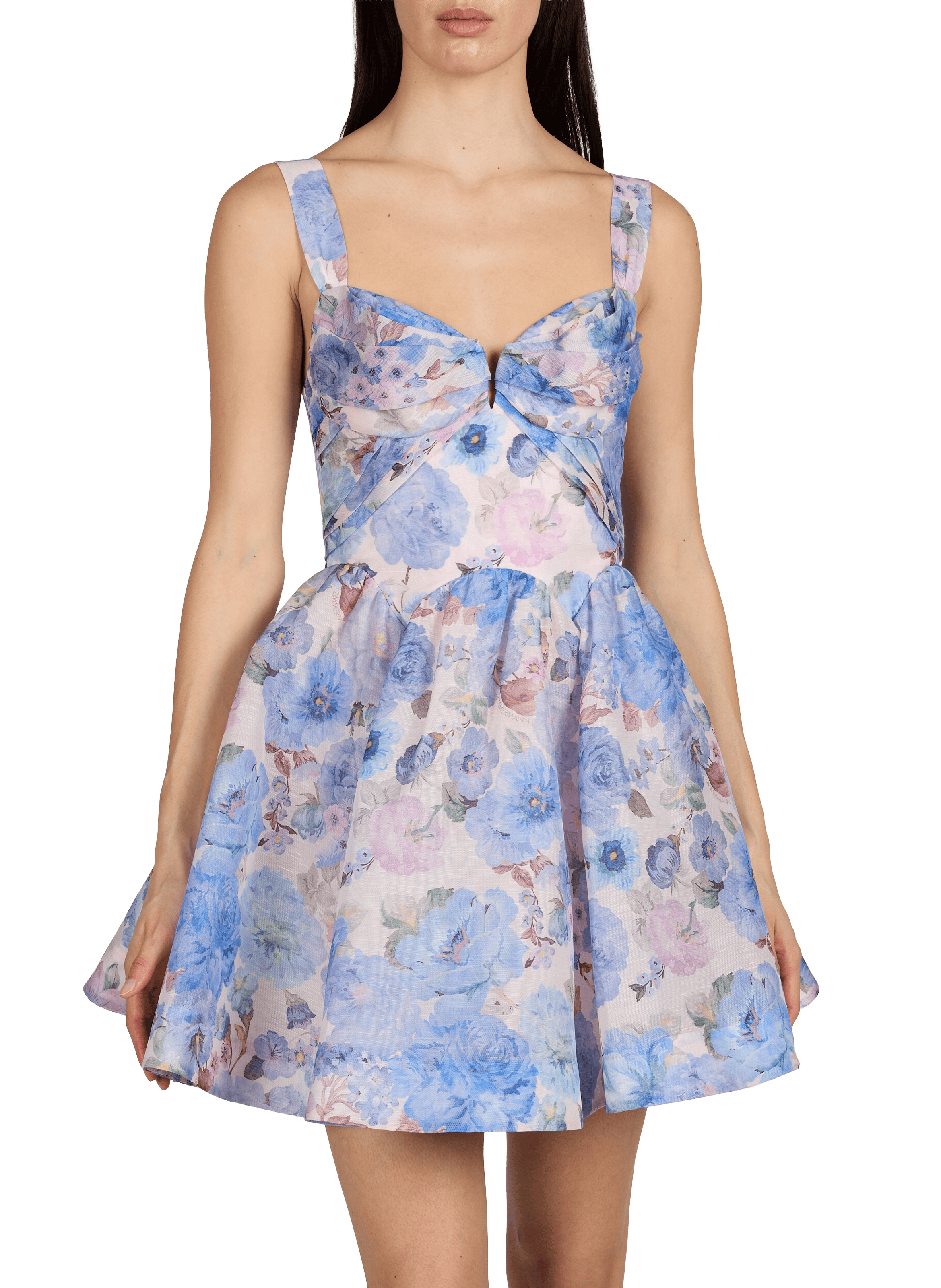 Fitted floral linen and silk dress ZIMMERMANN Multicolour