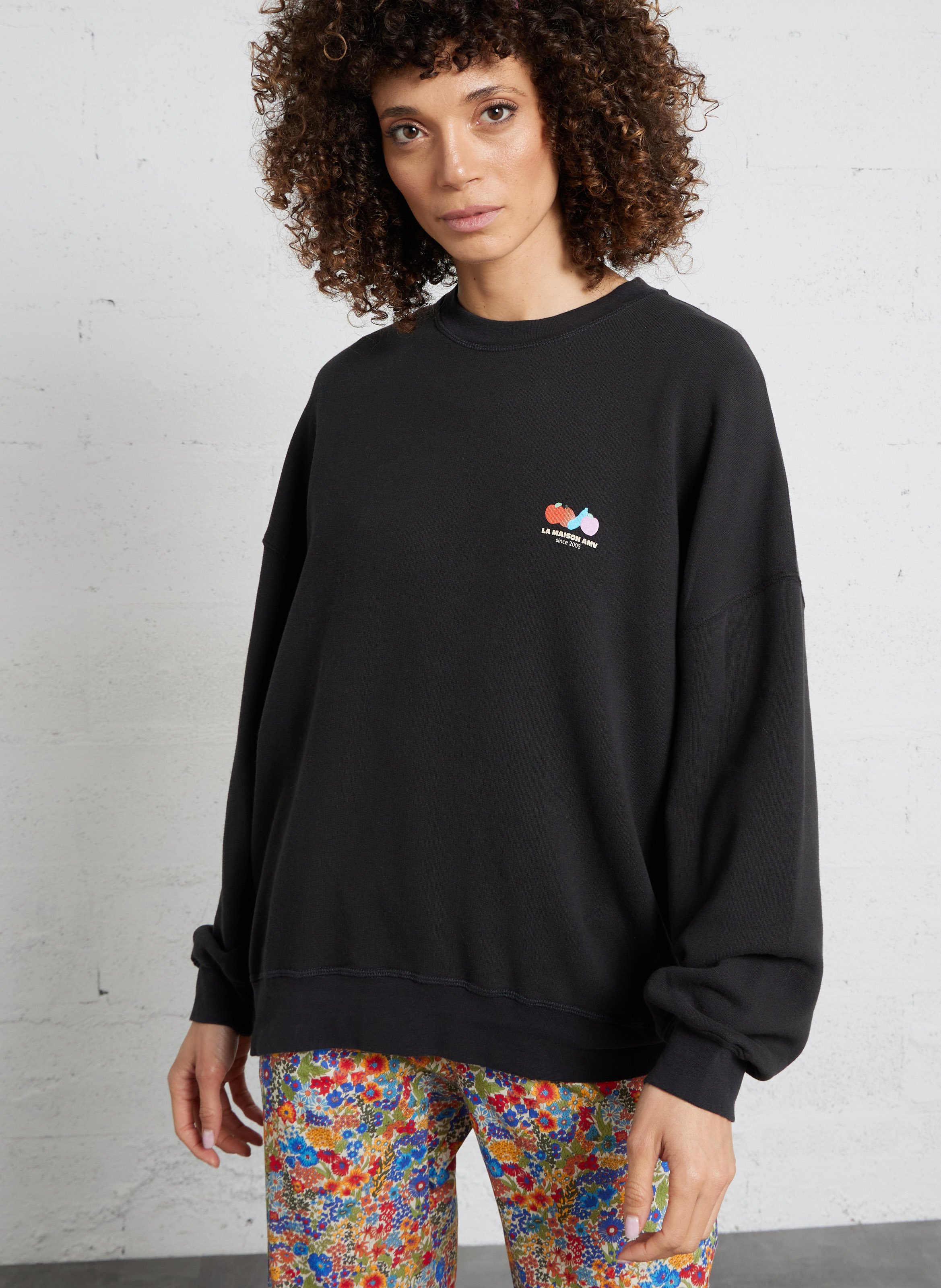 Sweat oversize col rond en coton mélangé atubay AMERICAN VINTAGE Noir