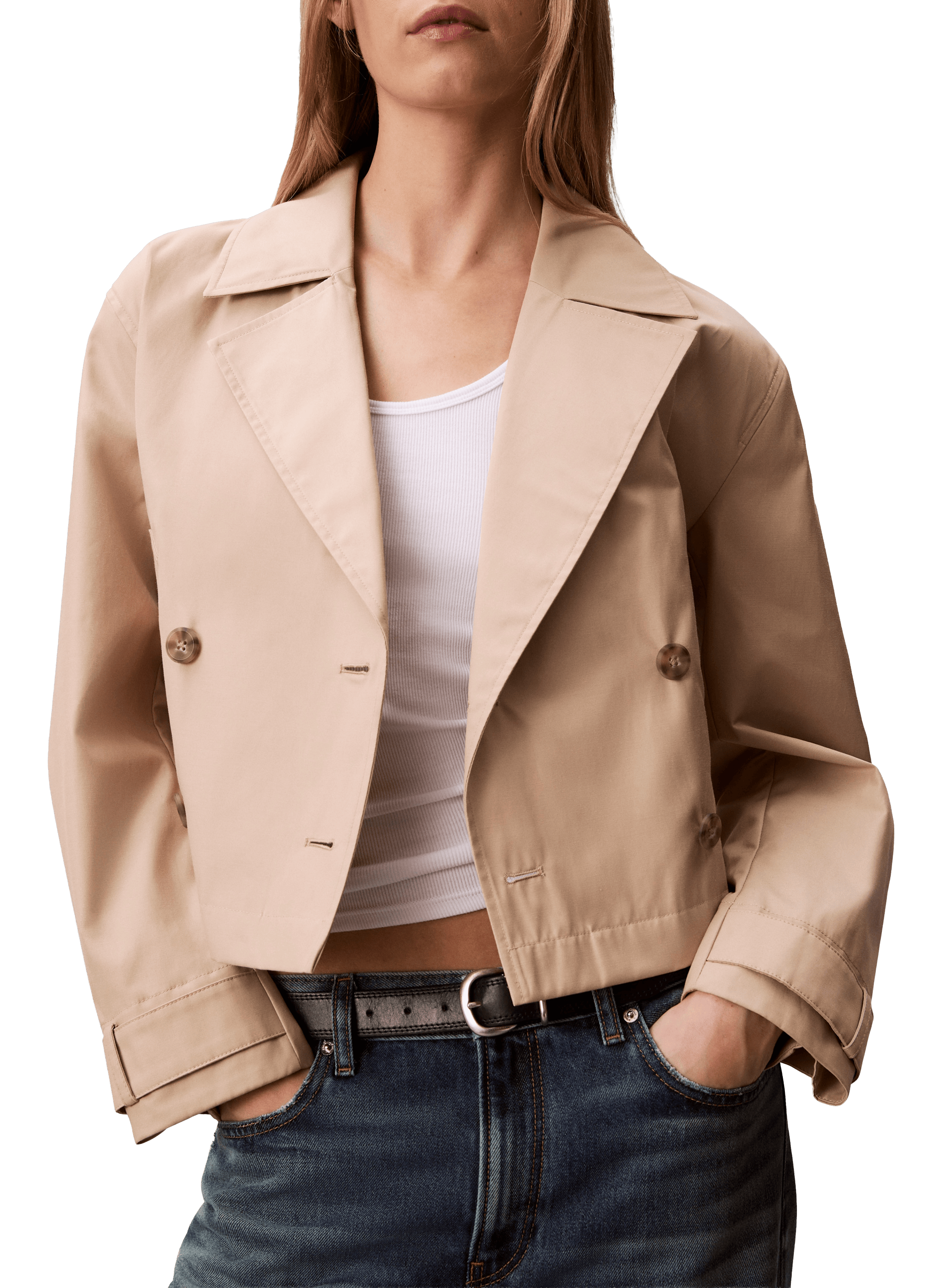 Veste droite en coton mélangé CALVIN KLEIN Beige