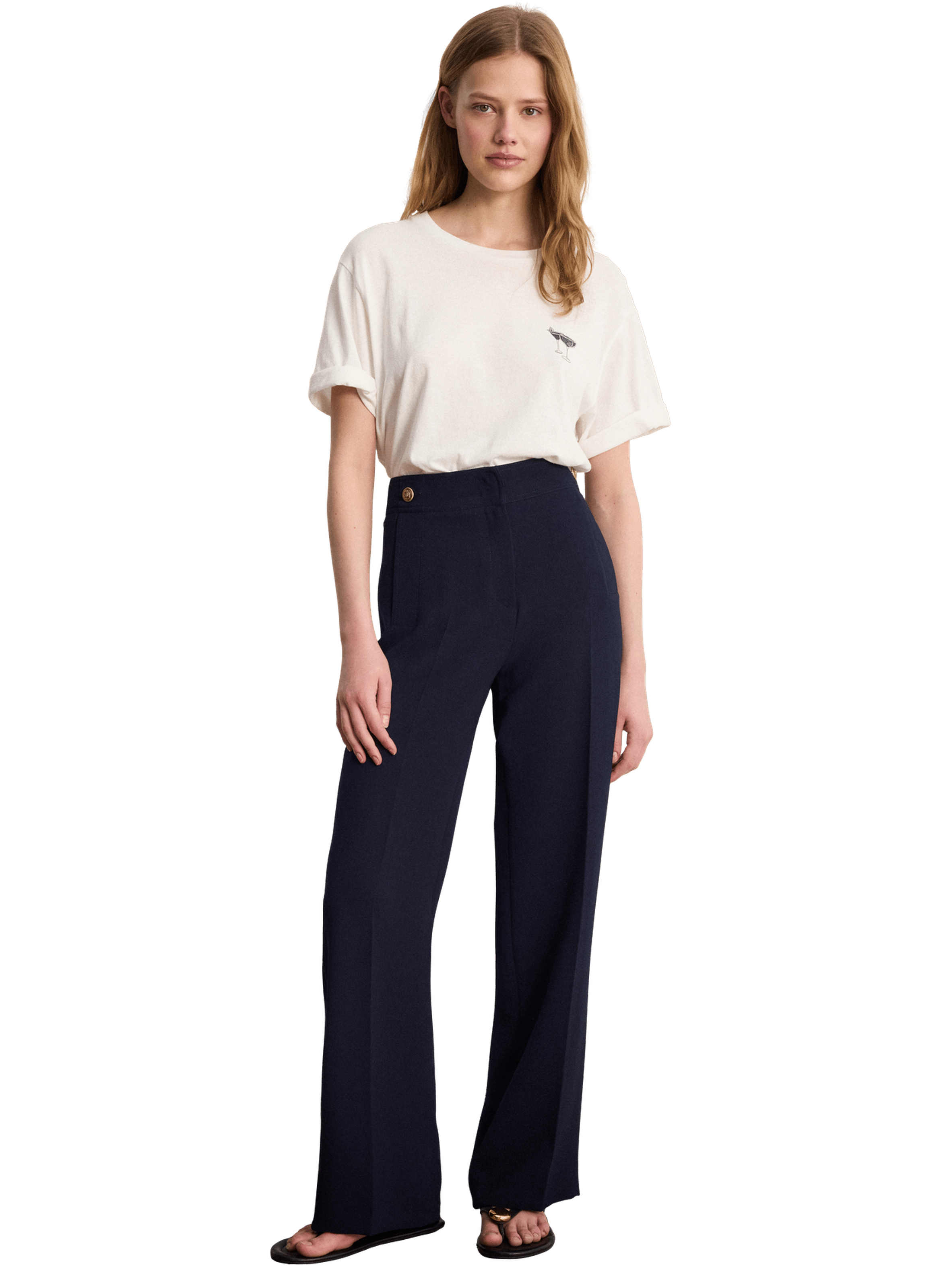 Pantalon fluide à pont - brielle PABLO Bleu