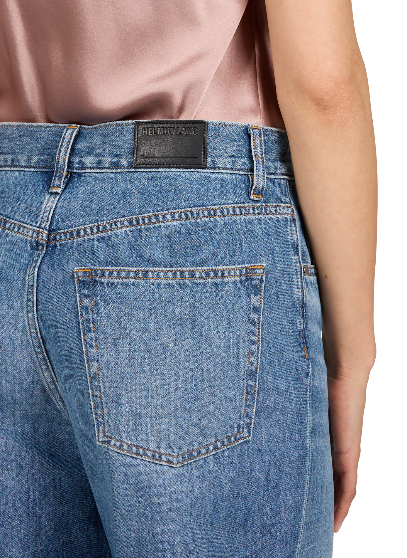 Straight leg cotton jeans with wide cuffs HELMUT LANG Blue