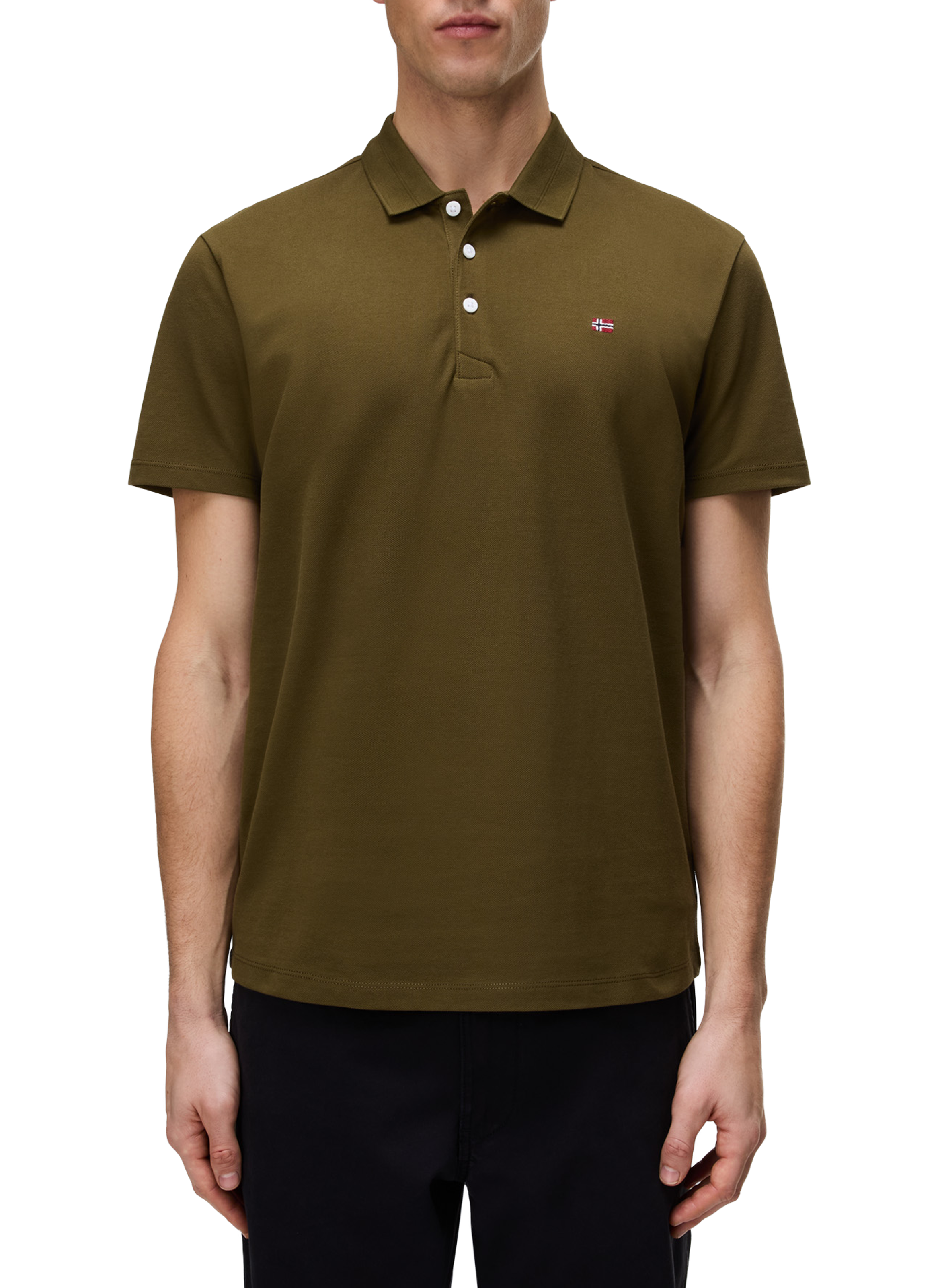 NAPAPIJRI Straight cotton polo shirt | Khaki