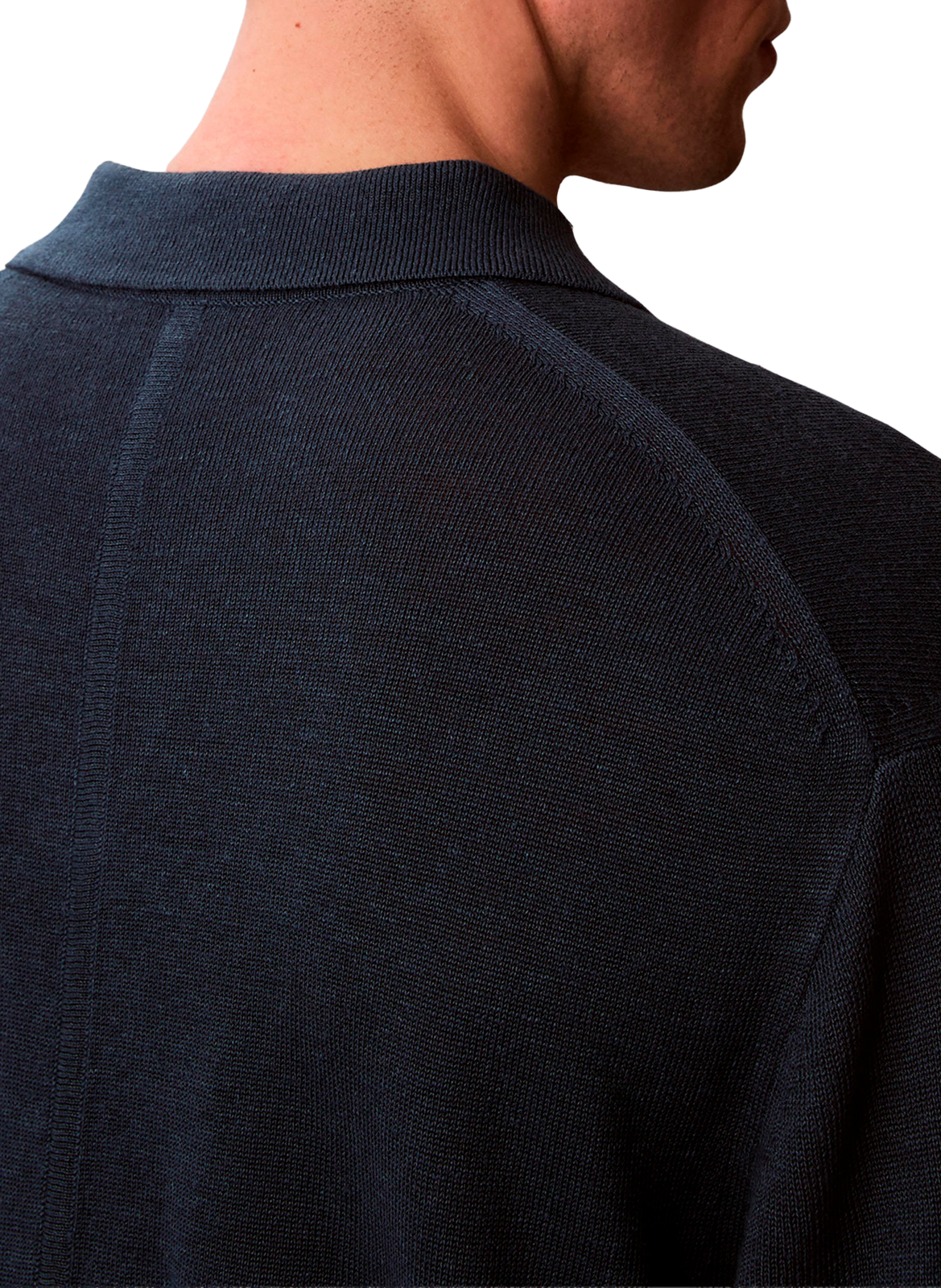 Polo droit manches courtes en lin mélangé CALVIN KLEIN Bleu