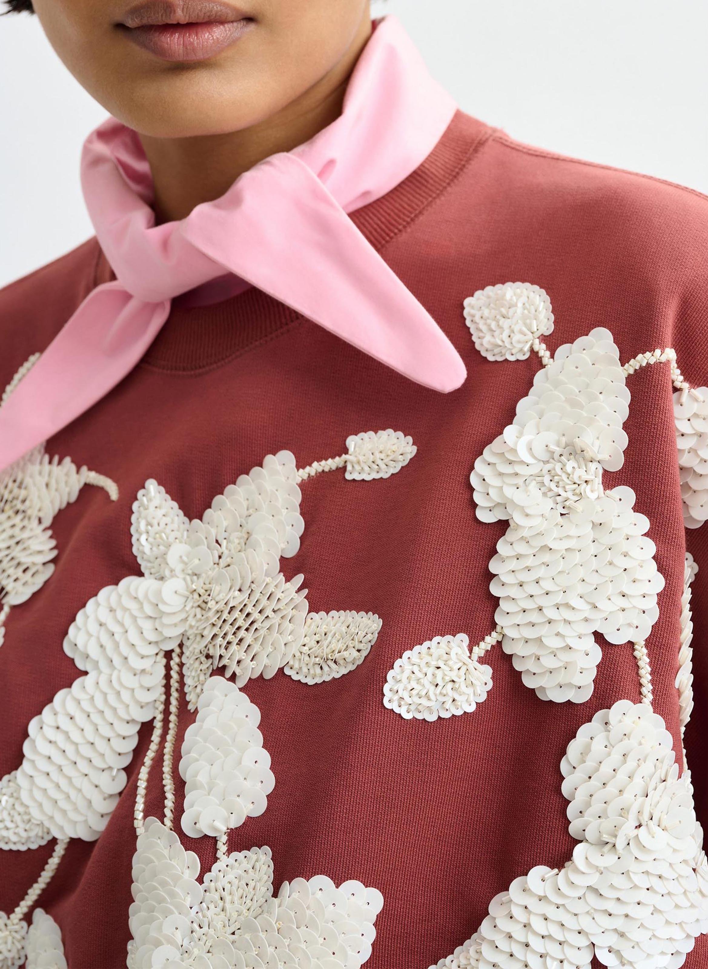 Sweat ample à fleurs brodés jaga ESSENTIEL ANTWERP Marron