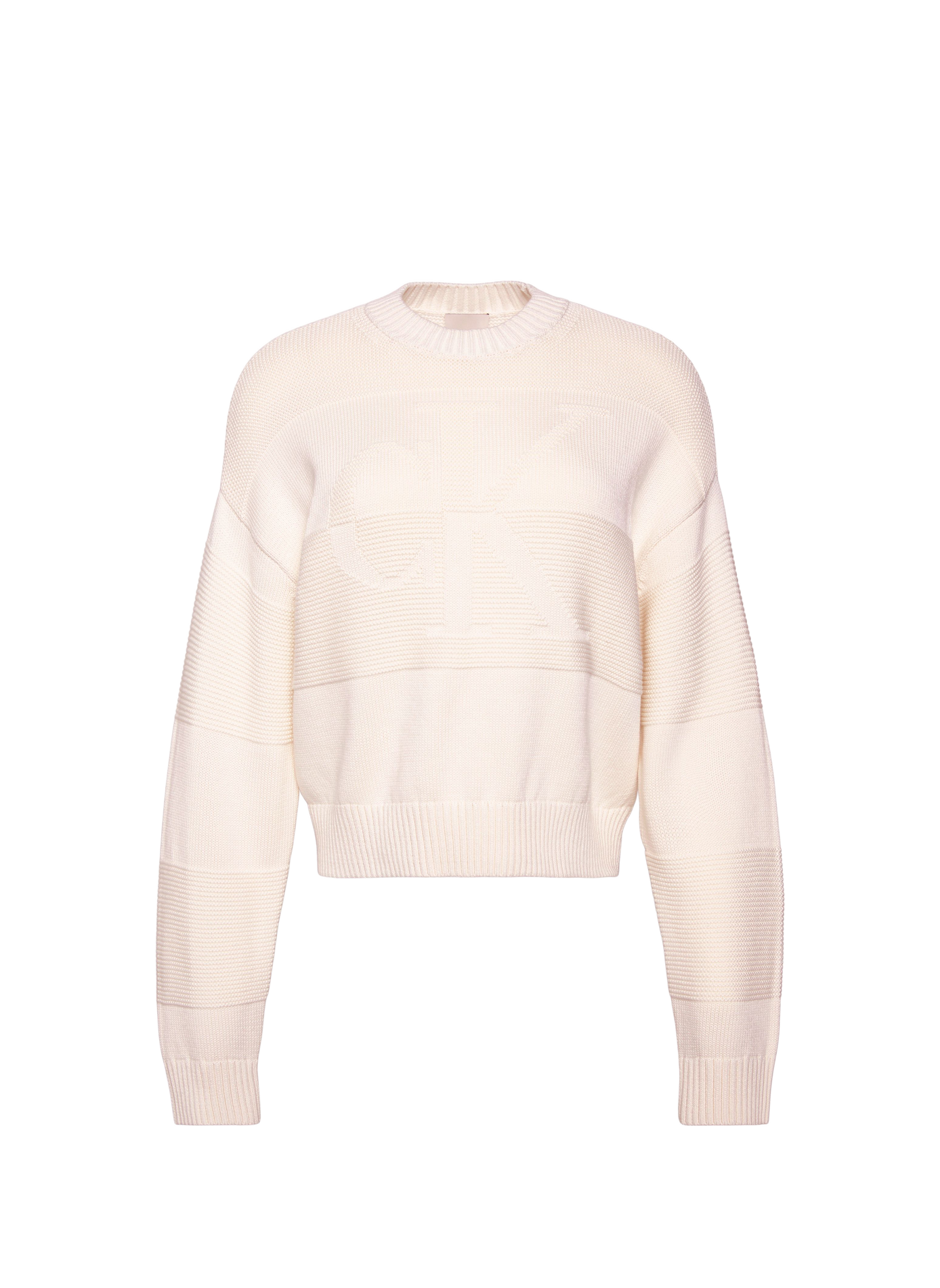 Pull côtelé à logo en coton CALVIN KLEIN Beige