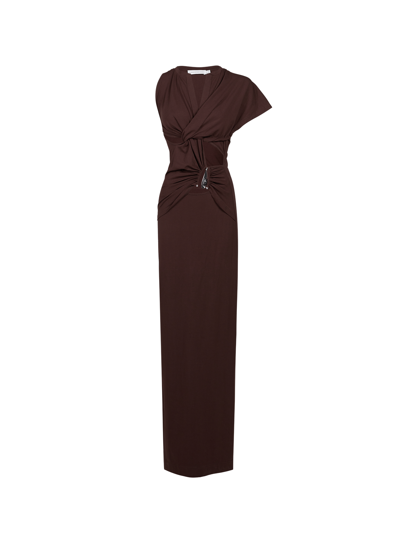 Robe Crystal asymétrique en coton mélangé CHRISTOPHER ESBER Marron