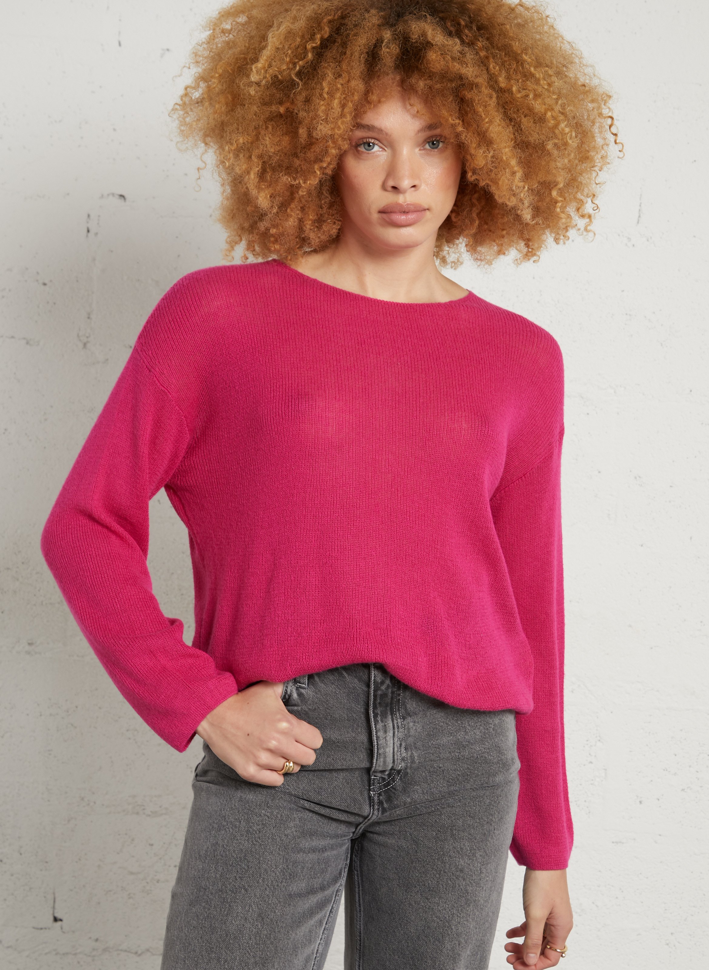 Pull oversize en coton et alpaga liucity AMERICAN VINTAGE Rose