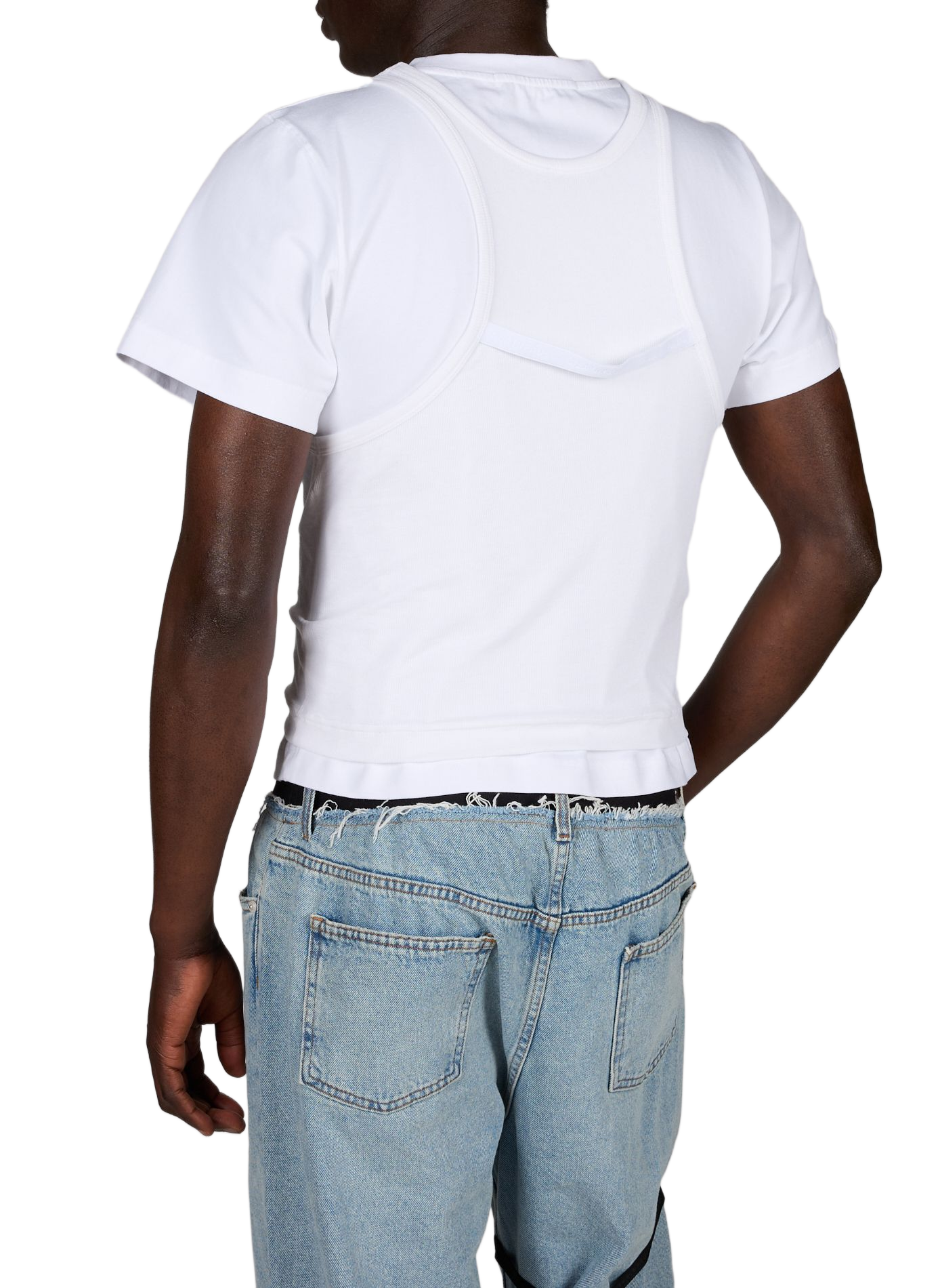 T-shirt doublé débardeur en coton mélangé ALAINPAUL Blanc