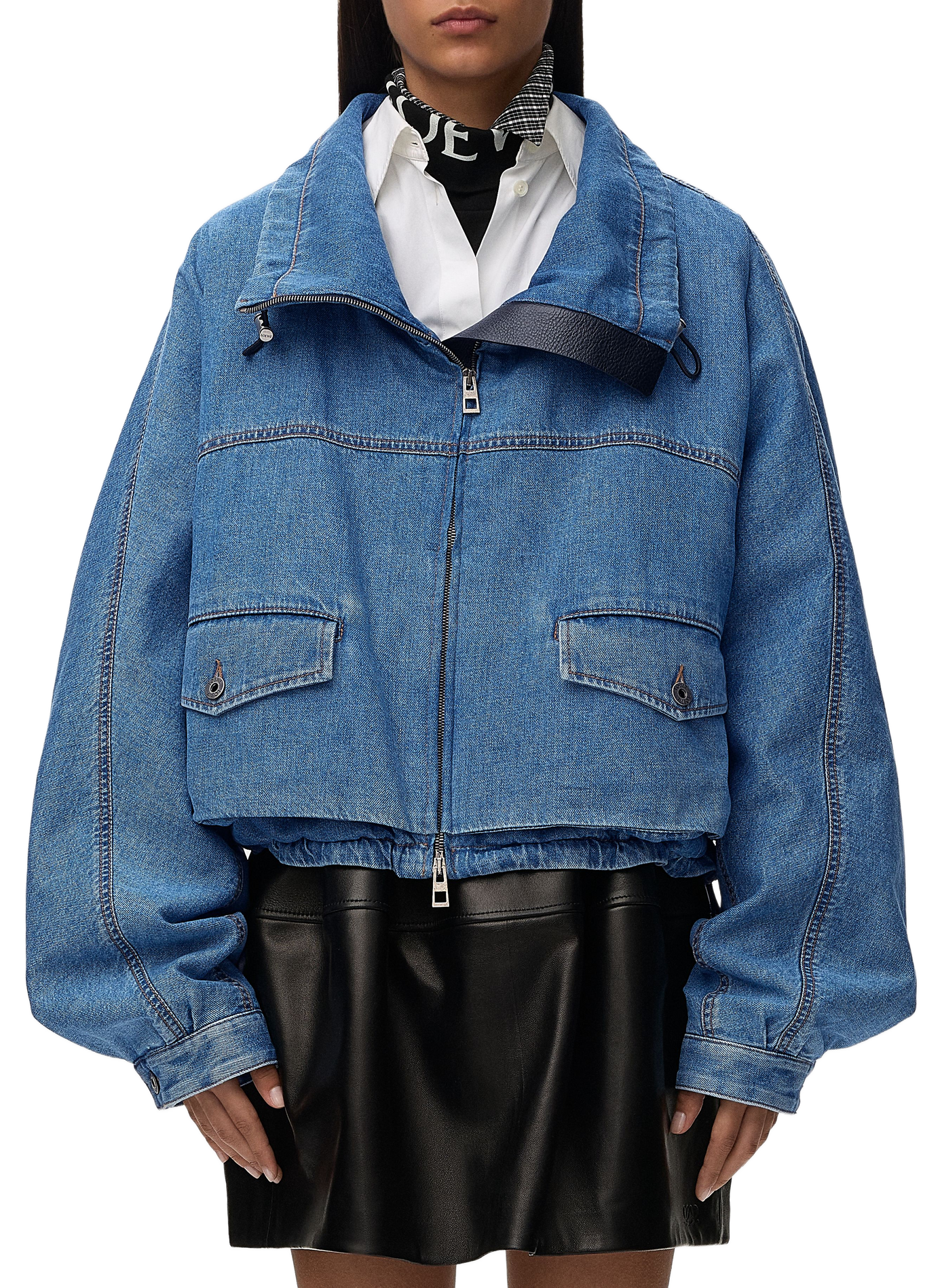 Jacket with high collar in cotton denim LOEWE Blue