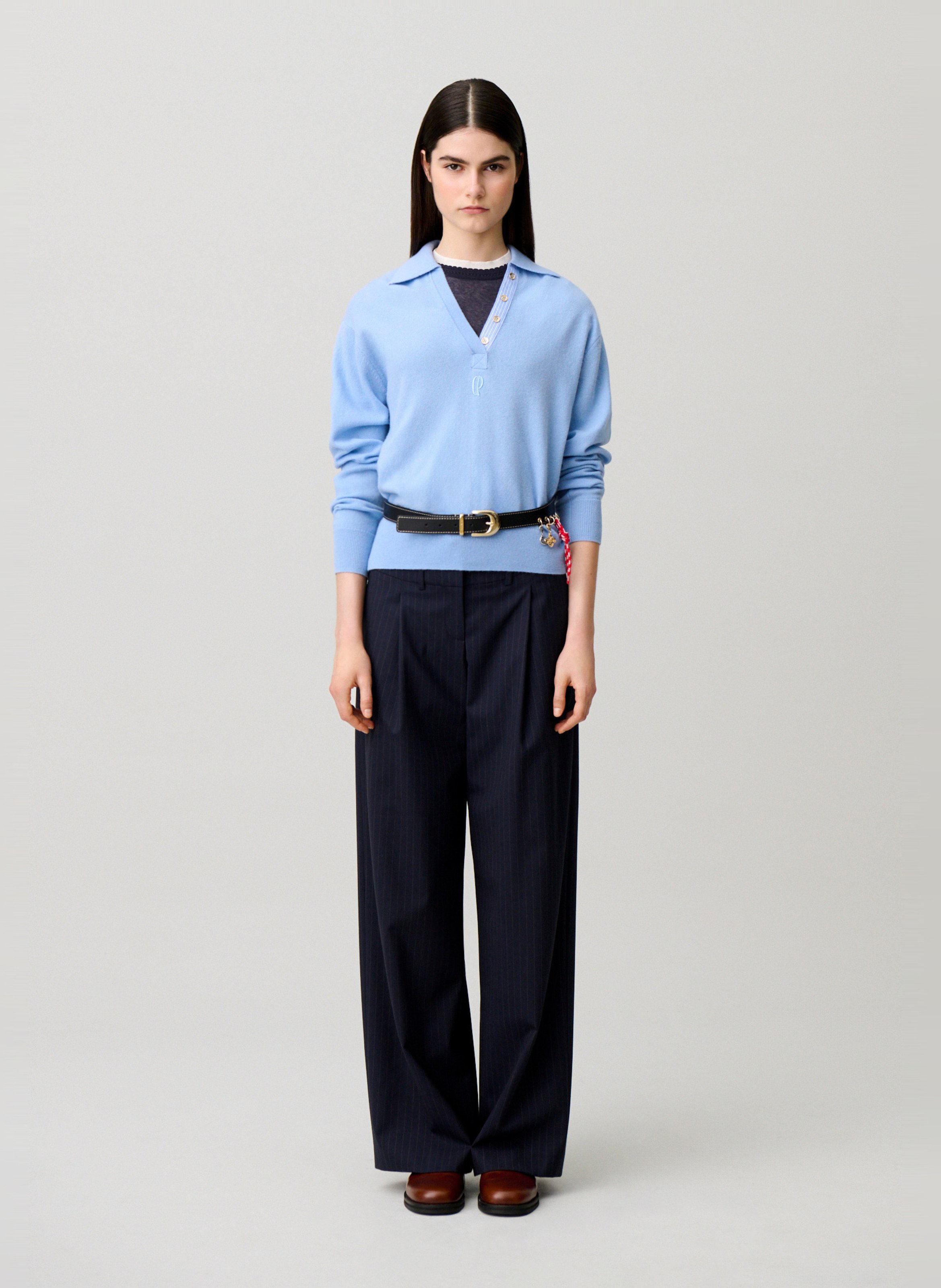 Pull droit en laine et cachemire CLAUDIE PIERLOT Bleu