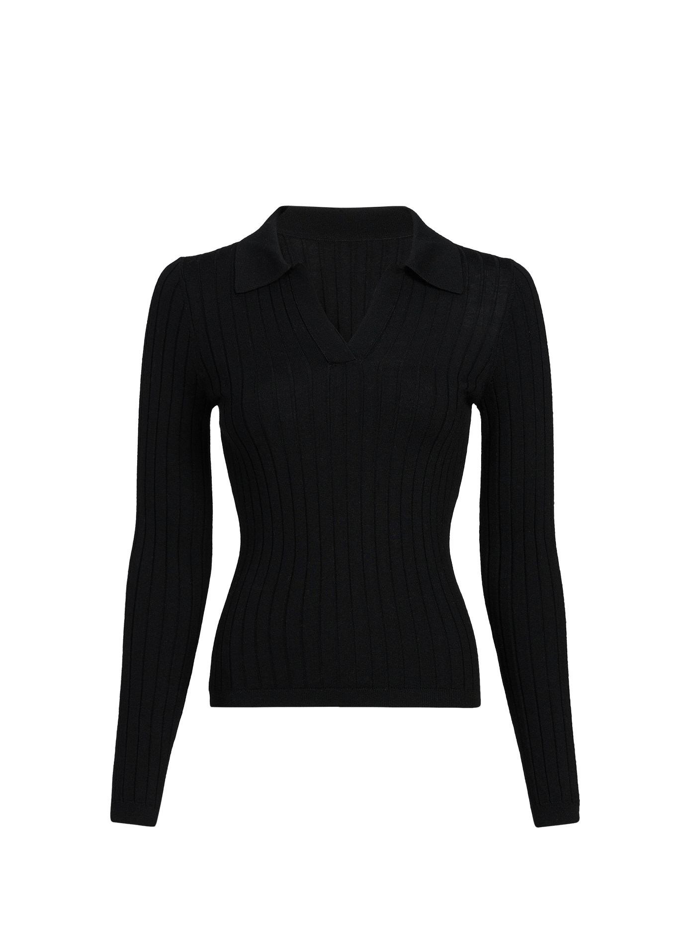 Ribbed wool polo neck sweater SAISON 1865 Black