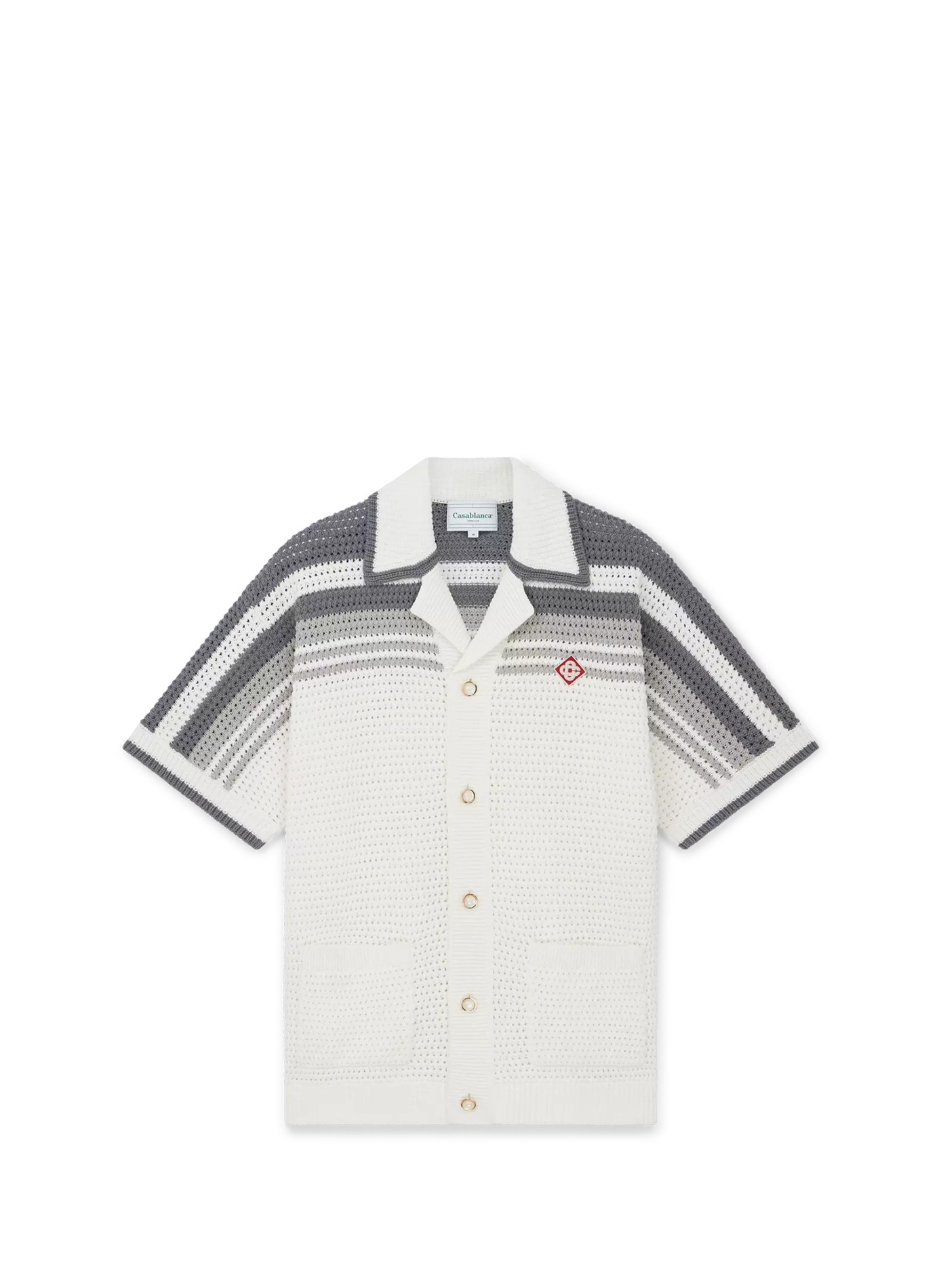 Chemise rayé en crochet à col v en coton CASABLANCA PARIS Blanc