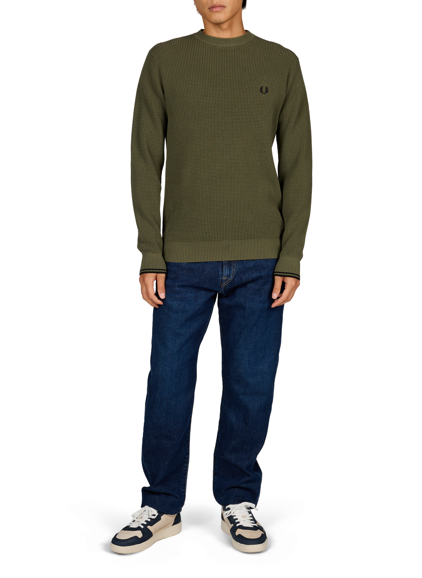 Geprägter Baumwollpullover FRED PERRY Grun