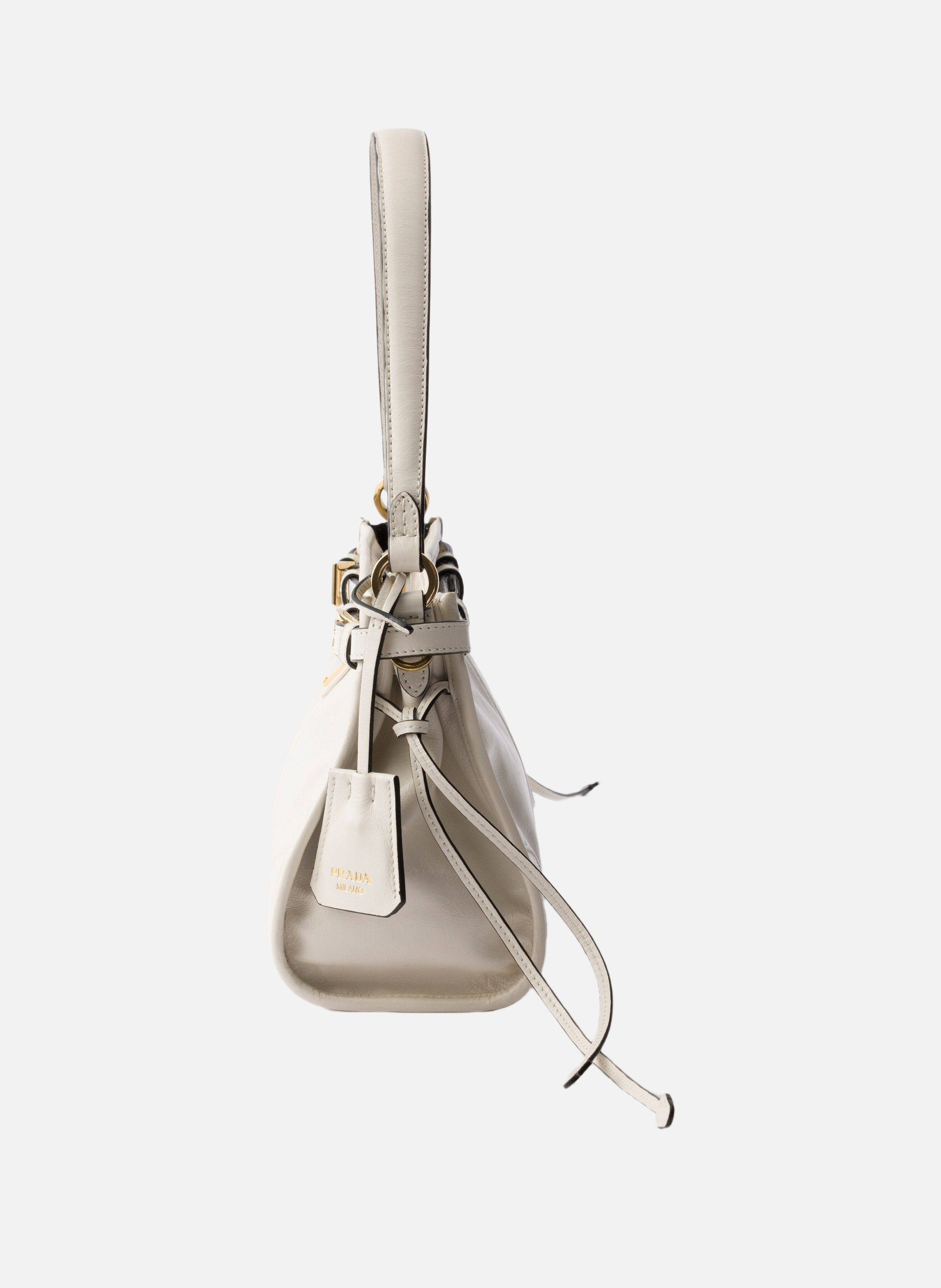 Petit sac à main prada bonnie en cuir PRADA Blanc