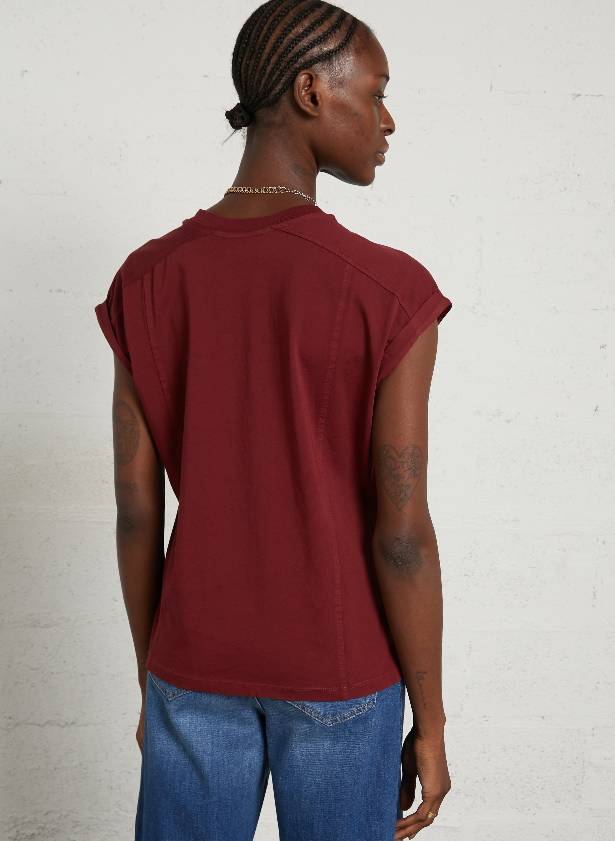 Tee-shirt ample col rond en coton timeo | Rouge MAISON 123 Femme