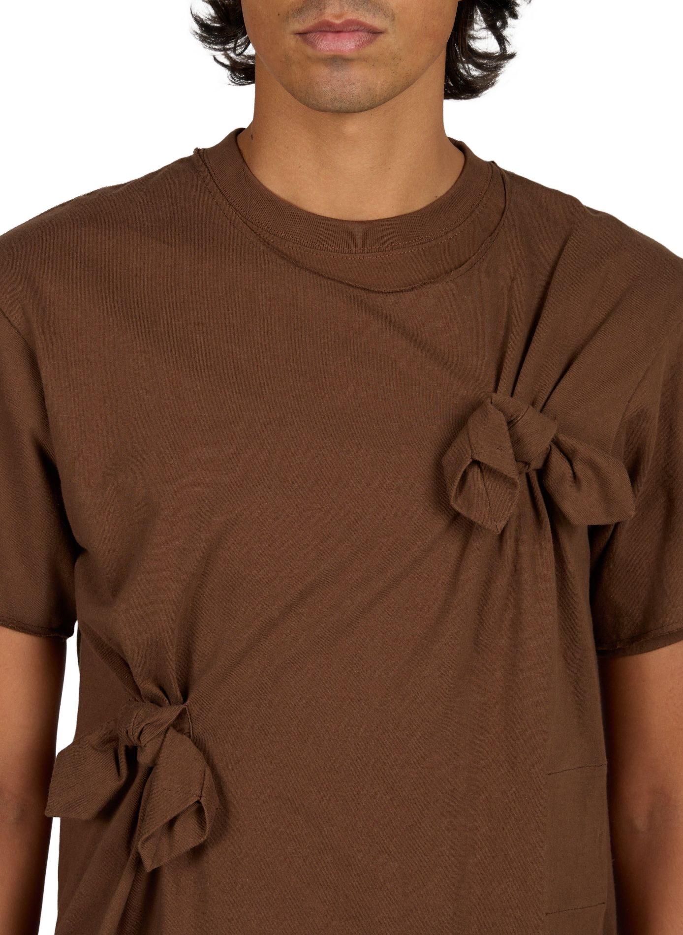 Einfarbiges Baumwoll-T-Shirt mit Schleifen WANSIE Braun