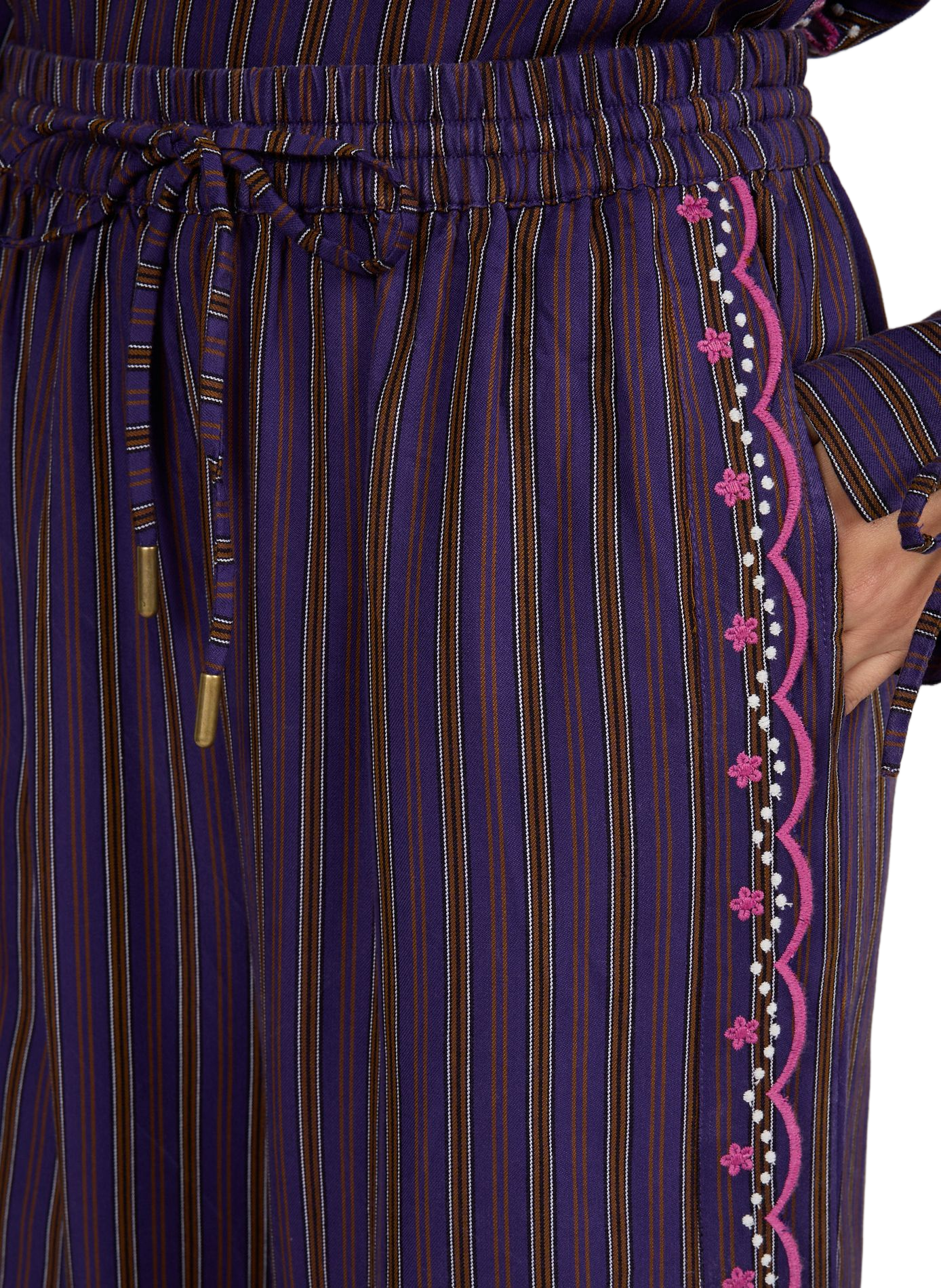 Breite hohe Taille gestreifte Hose LOUISE MISHA Violett