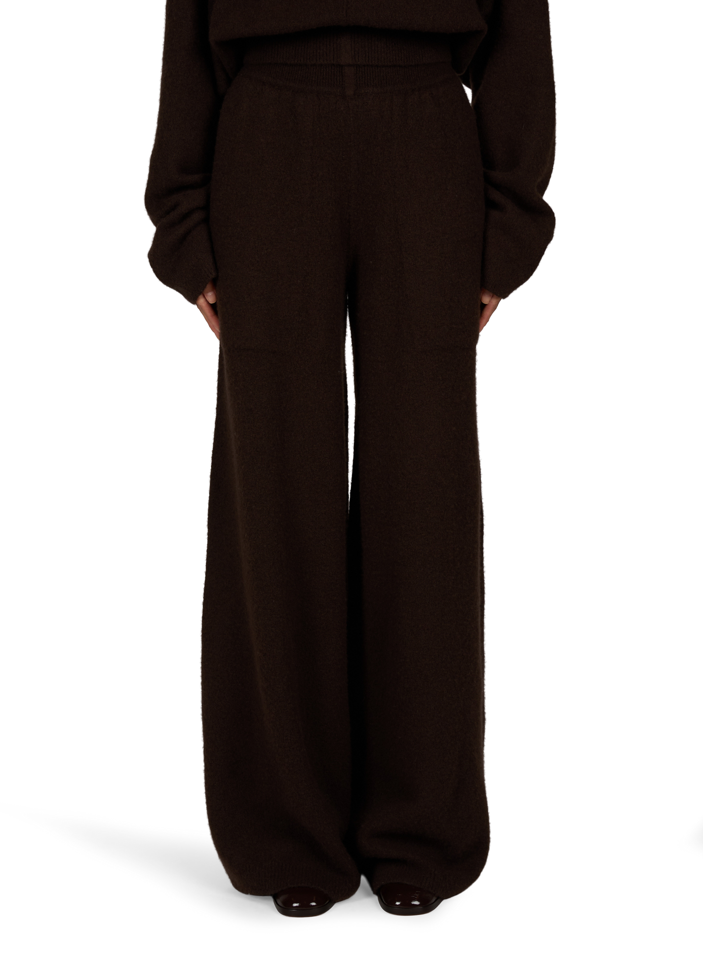High-waisted flared trousers in a cashmere blend RICK OWENS Brown