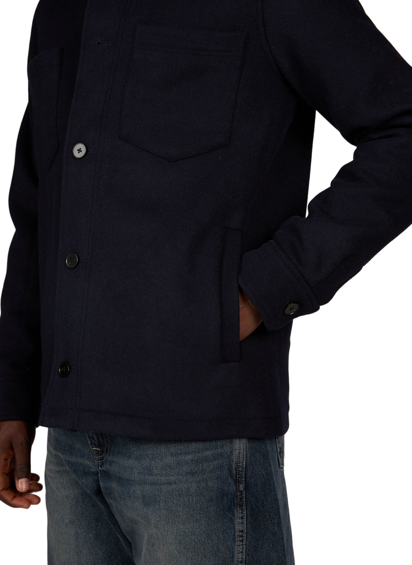 Straight wool blend jacket SAMSOE SAMSOE Blue