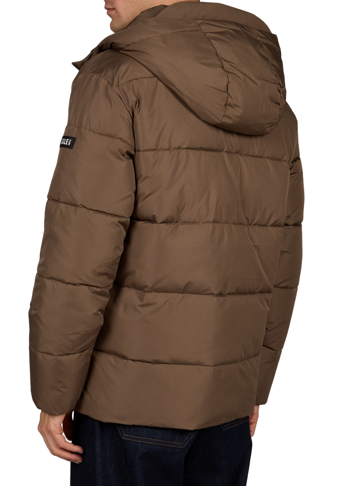 Solid straight hooded puffer coat AIGLE Brown