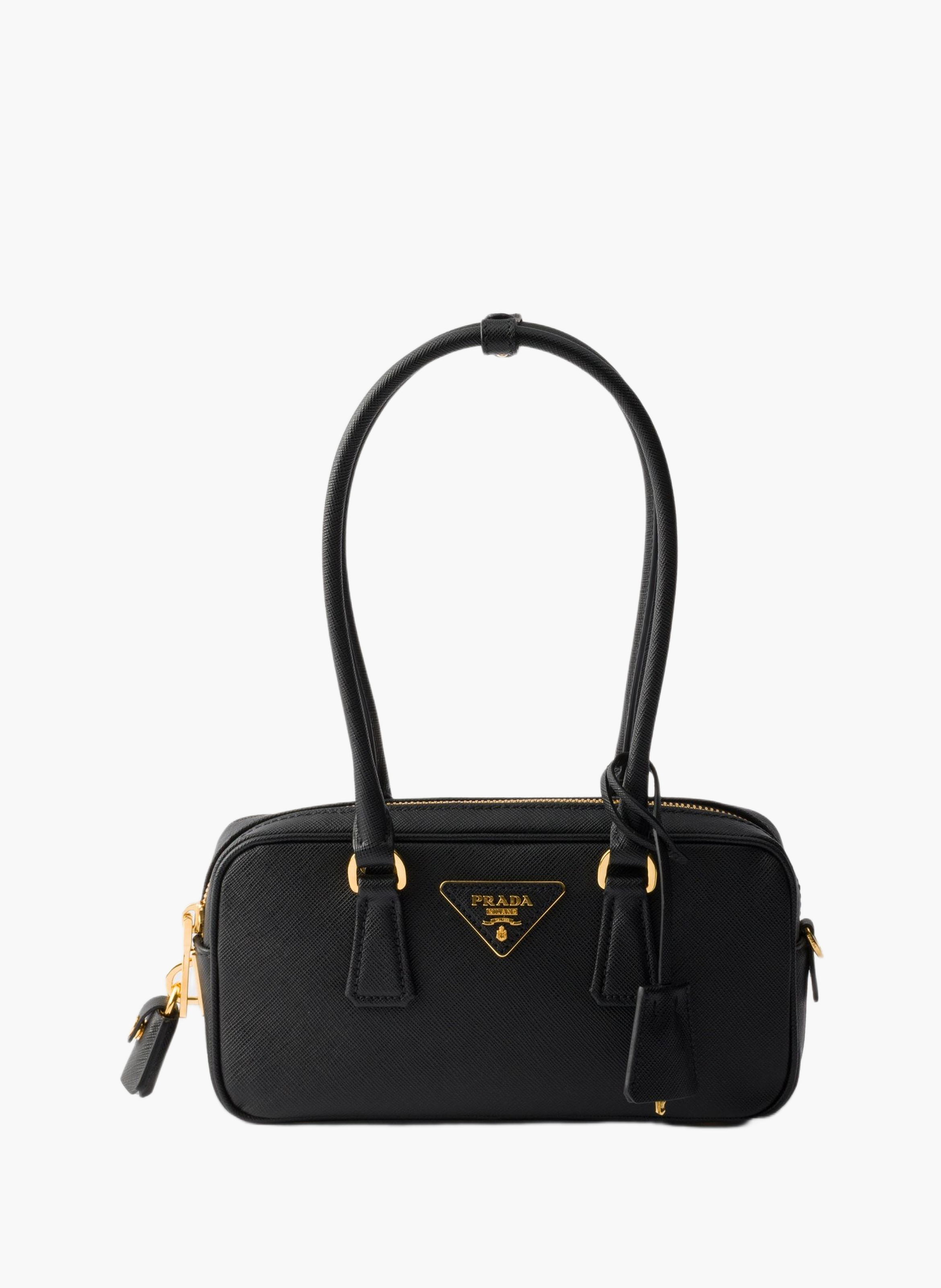Mini sac à poignée supérieure en cuir saffiano PRADA Noir