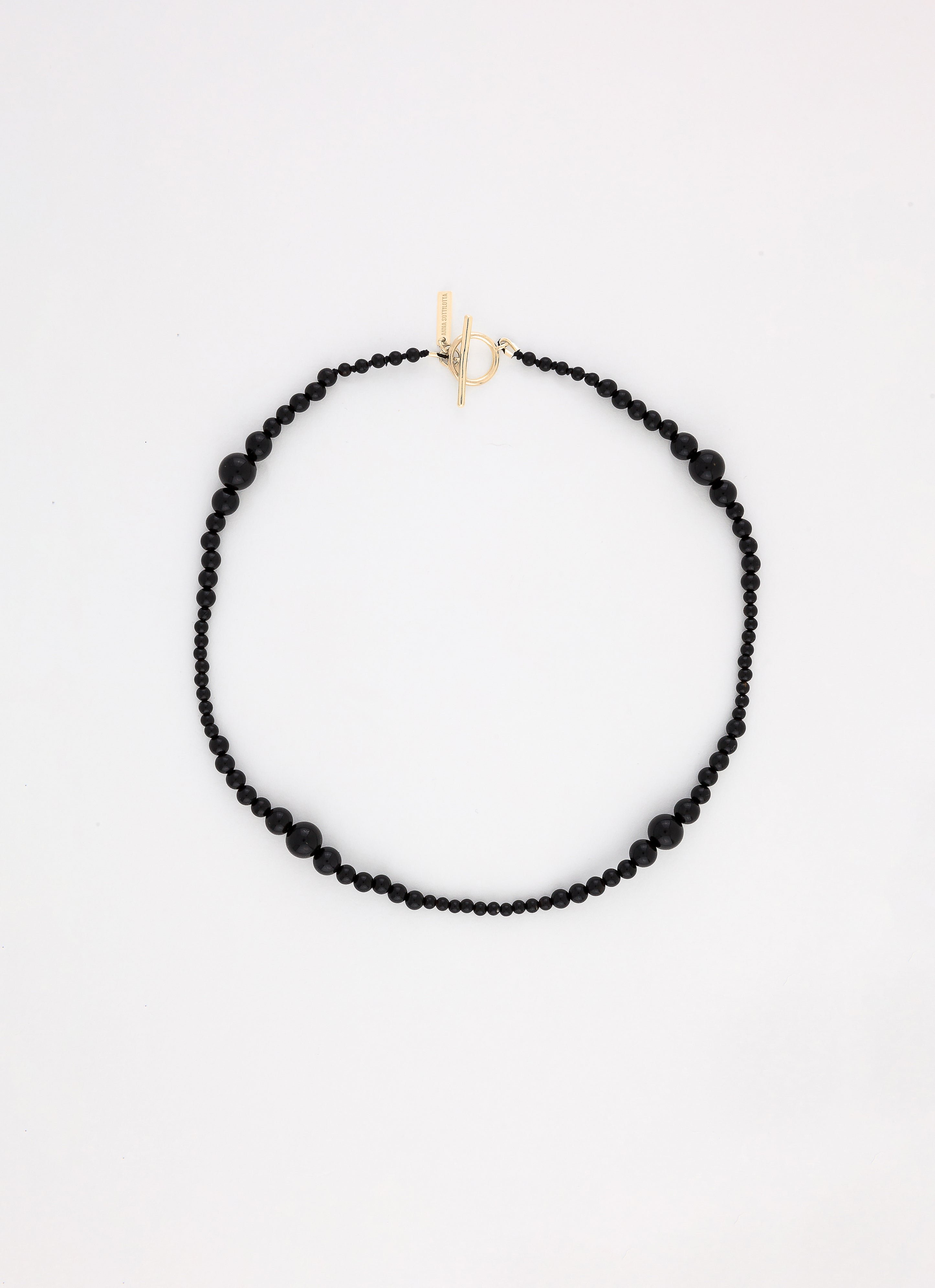 Collier perlé swell onyx noir argent 925 plaqué or ANNA SOTTILOTTA Noir
