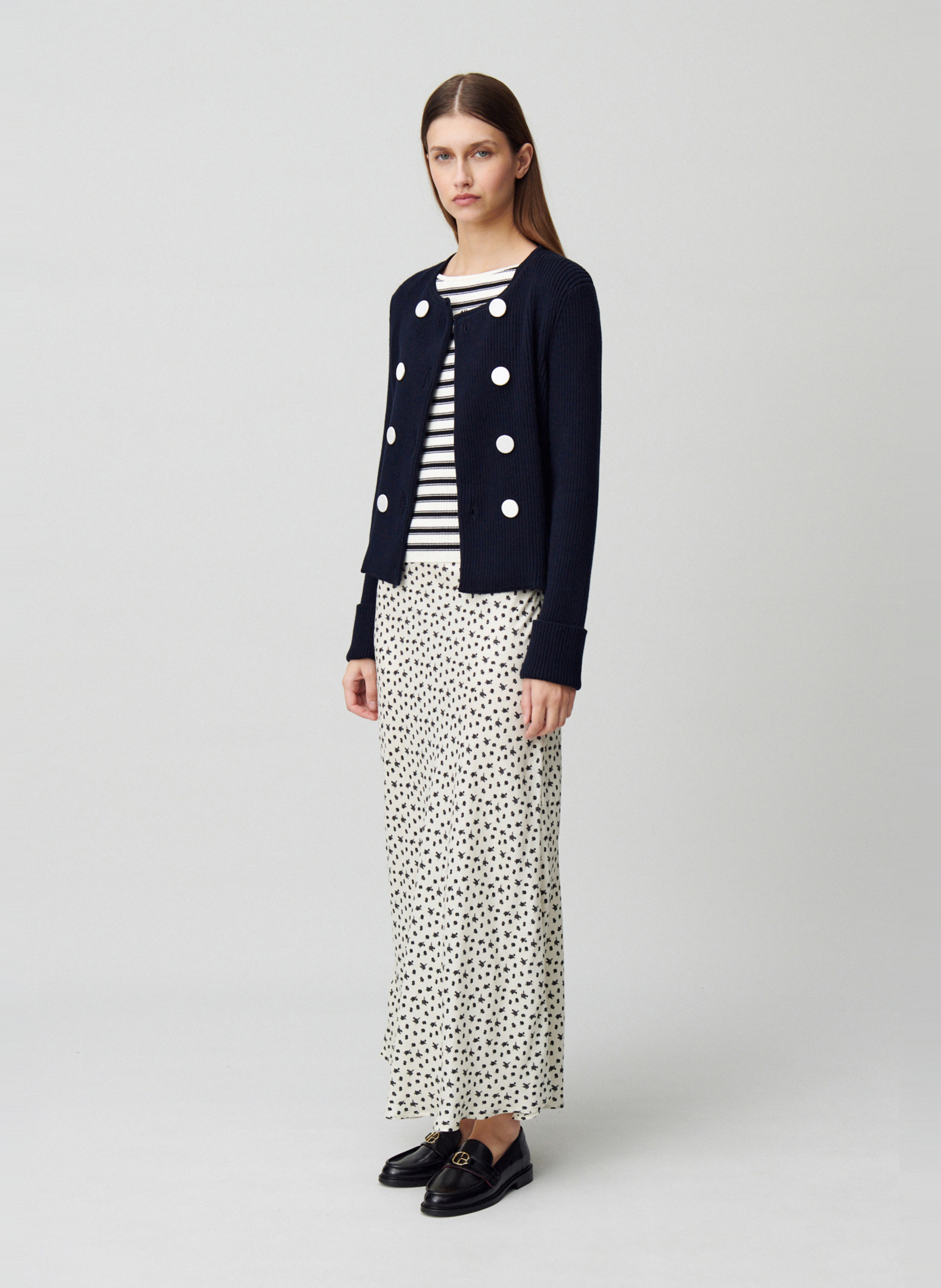 Cardigan droit col rond CLAUDIE PIERLOT Bleu