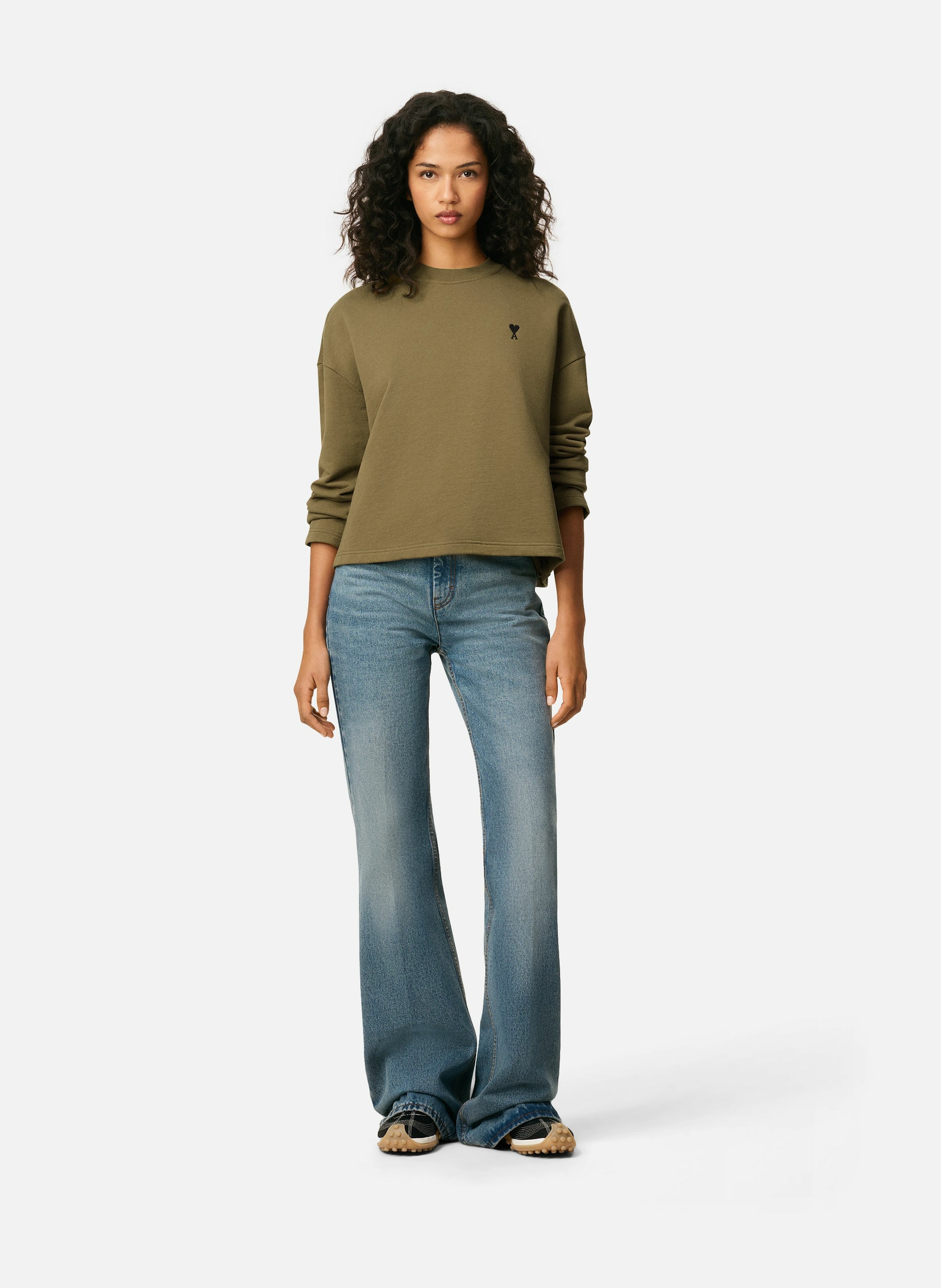 Sweatshirt ami de coeur contrasté en coton AMI PARIS Vert