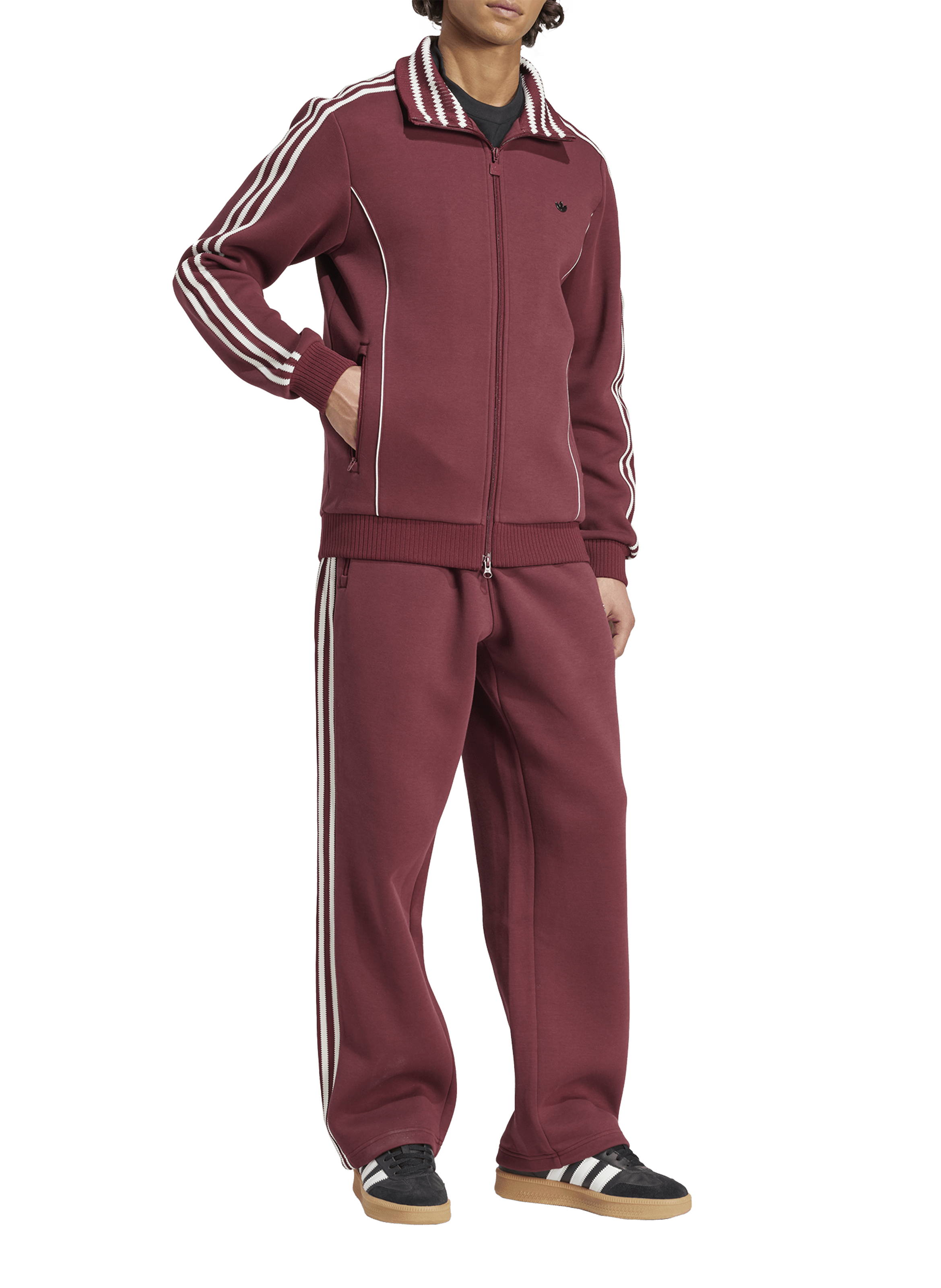 Slim tracksuit jacket with stripes ADIDAS Red