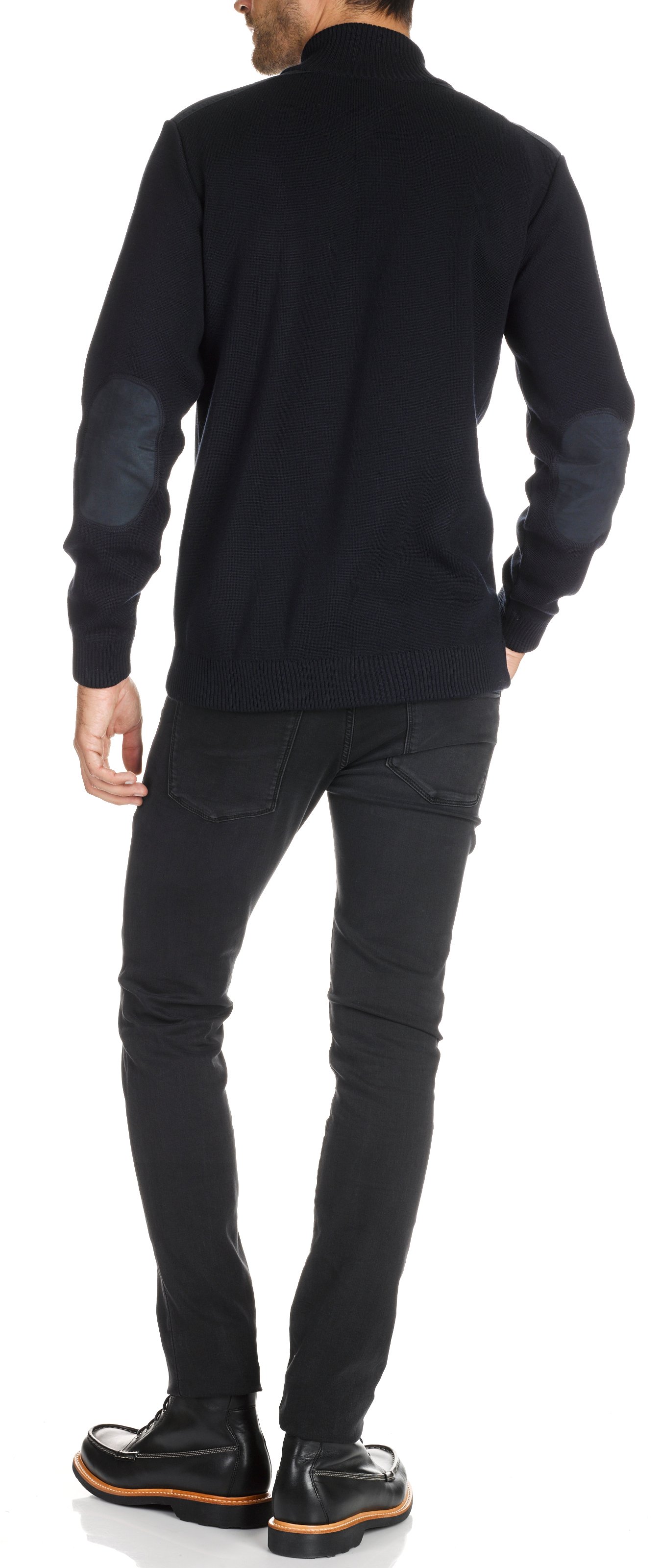 Gilet zippé à coudières en laine mélangée ARMOR-LUX Bleu