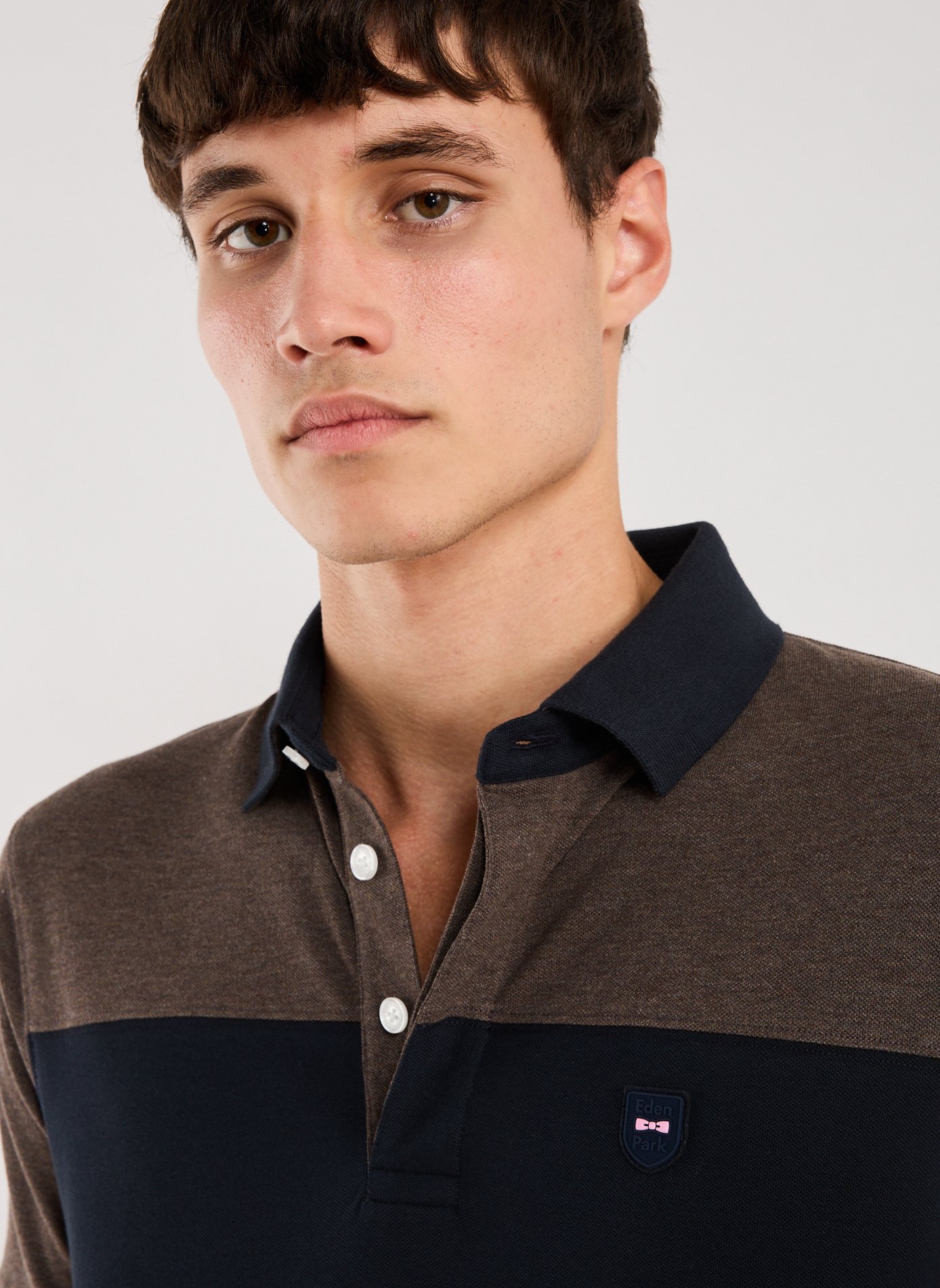 Cotton-blend polo shirt EDEN PARK Blue