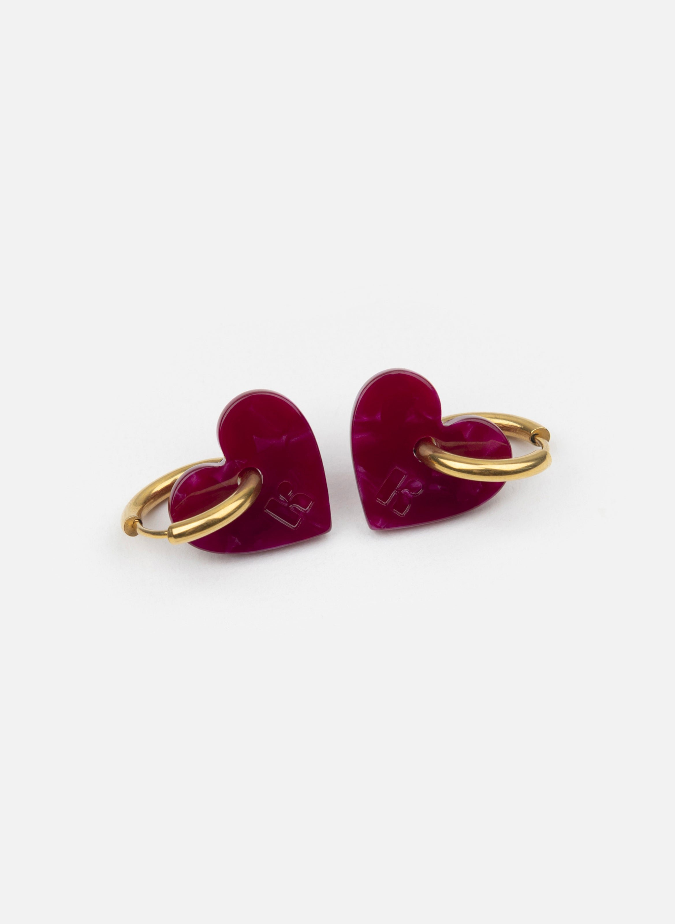 Boucles d'oreilles lova lova avec anneaux en acier inoxydable doré KURAGE GINZA Rouge