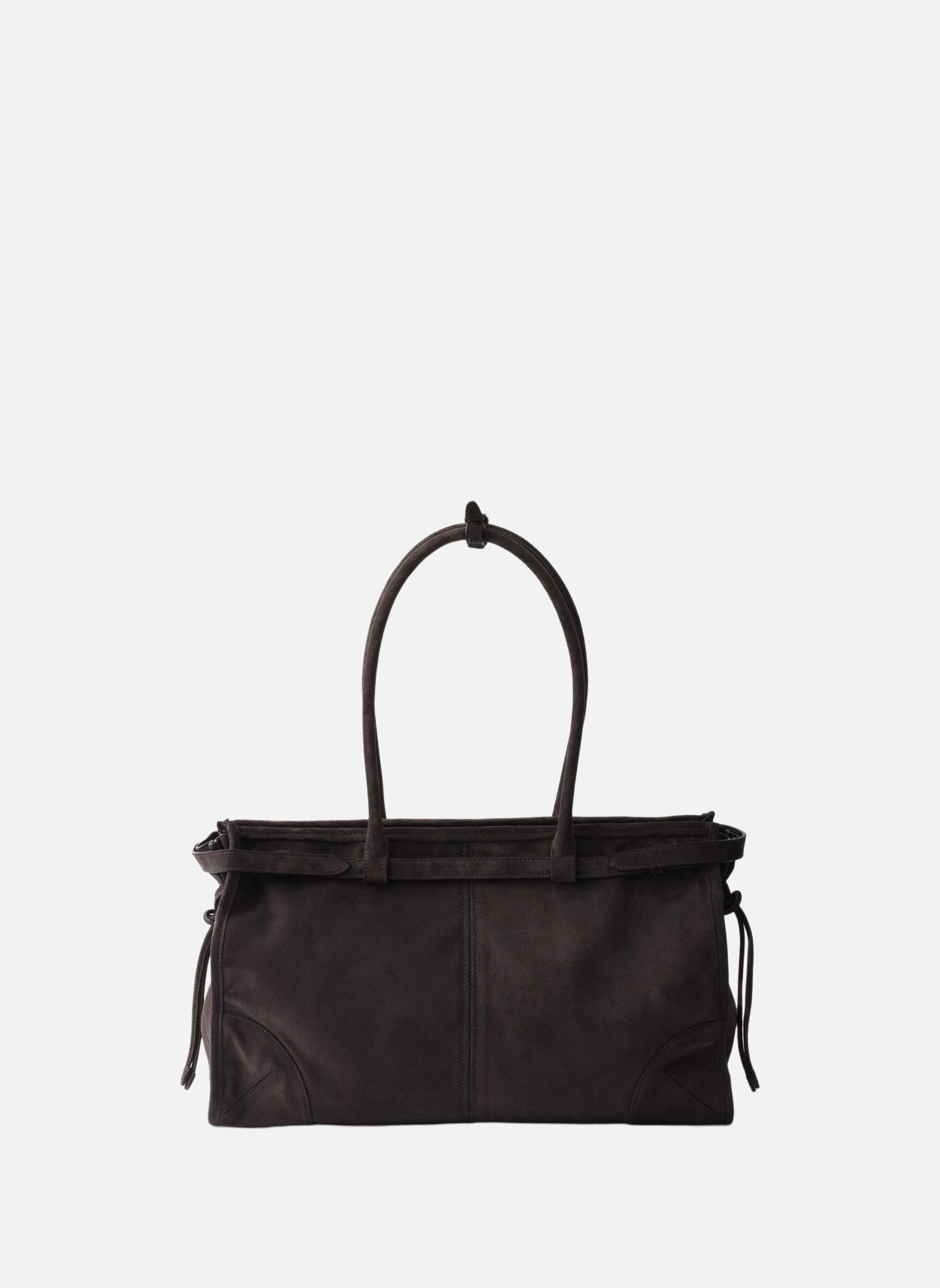 Grand sac à main prada bonnie en veau velours PRADA Gris