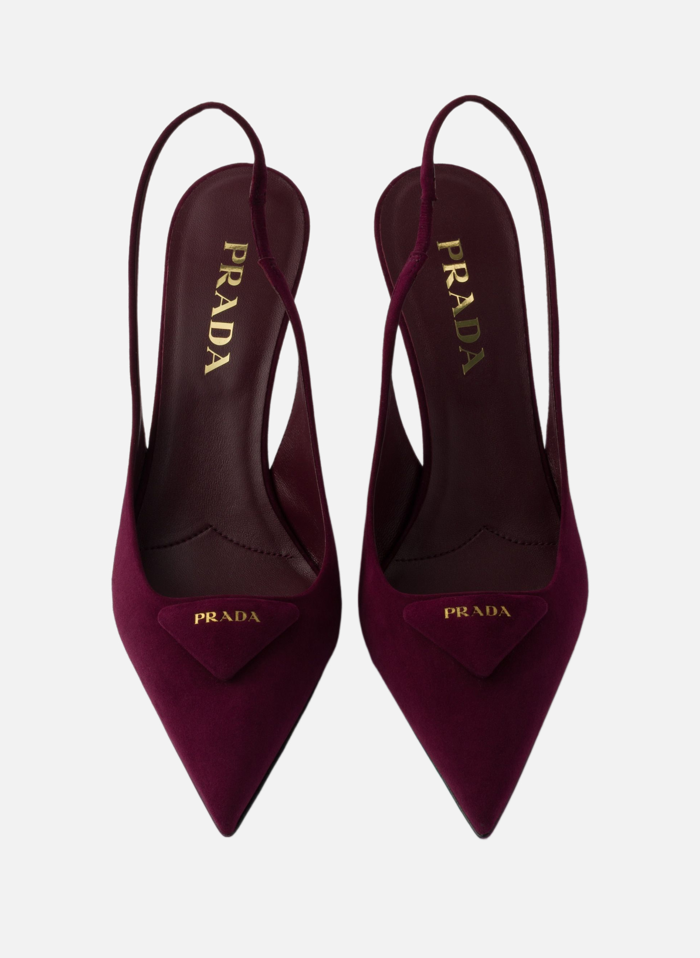 Escarpins à bride arrière en veau velours PRADA Rouge