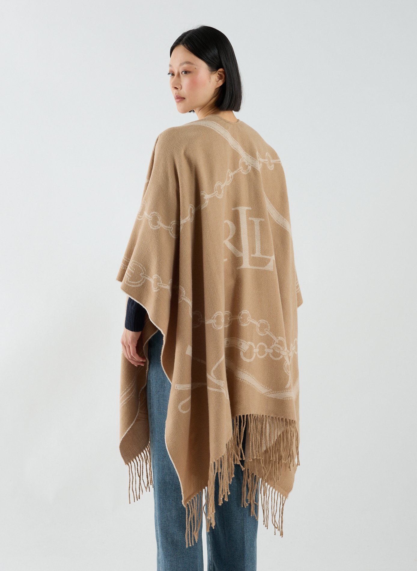 Cape en laine mélangé LAUREN Marron