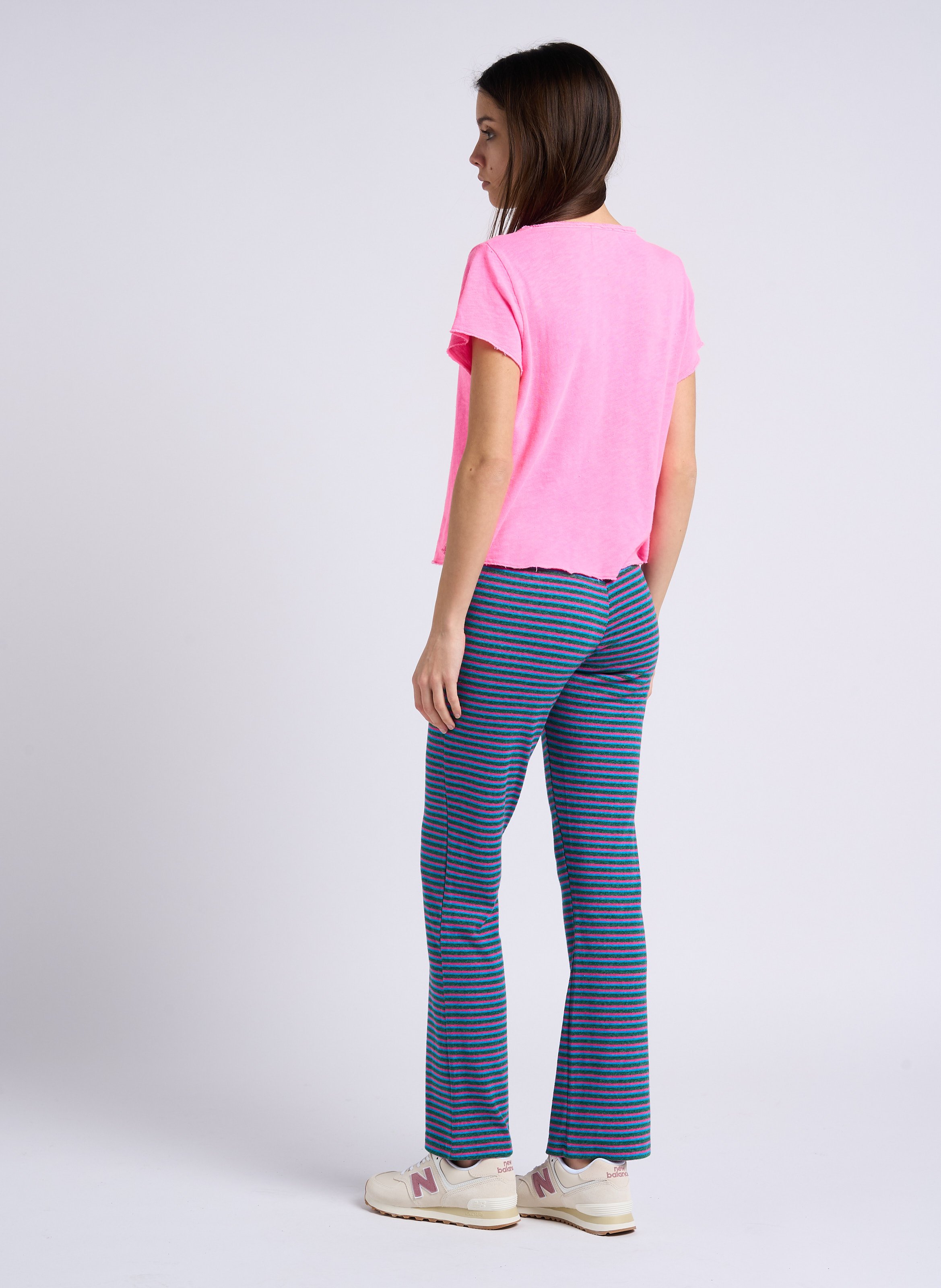 Tee-shirt droit col v en coton sonoma AMERICAN VINTAGE Rose