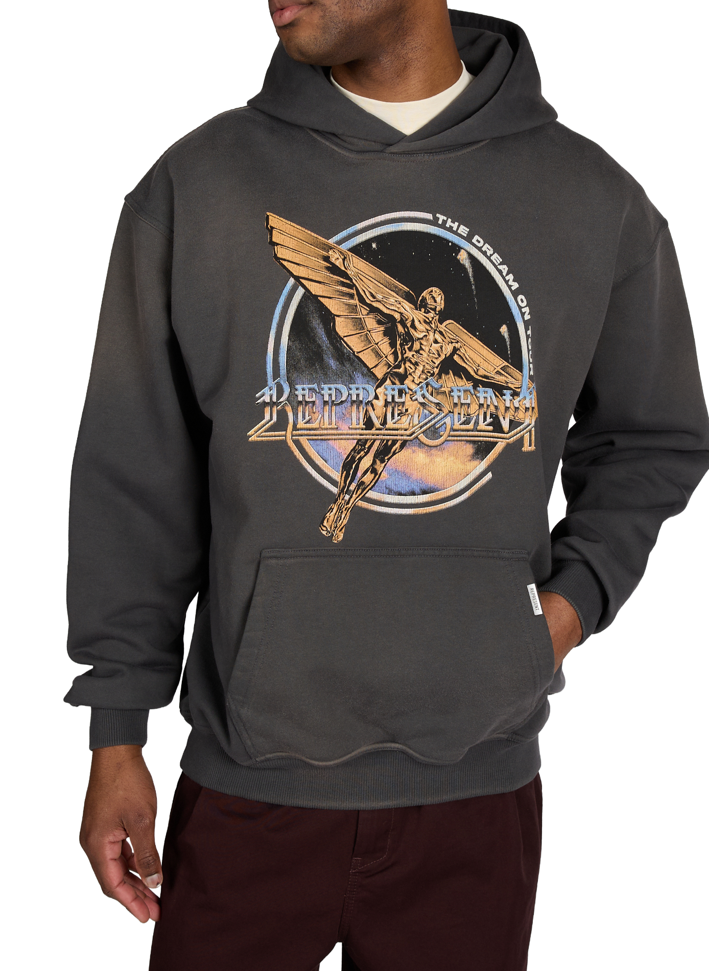 Printed cotton hoodie sweatshirt REPRESENT Grey